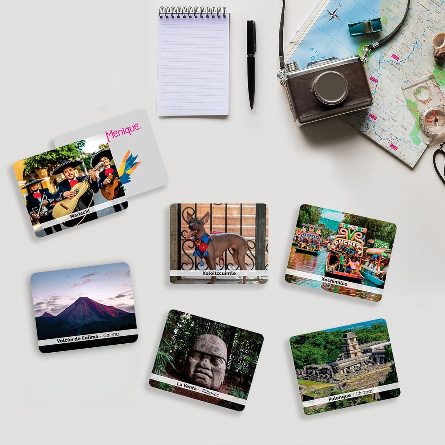 Menique – Mexican Roots Memory Game – Bilingual – 100 Cards (50 Pairs) with Real Photographs – Includes Booklets in English & Spanish – Cultural Matching Game for Kids & Adults