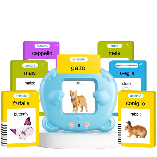 Italian & English Talking Flash Cards for Toddlers, Bilingual Flash Cards for Toddlers with 224 Sight Words, Montessori Learning Toys, Speech Therapy & Sensory Preschool Education Gifts for Kids