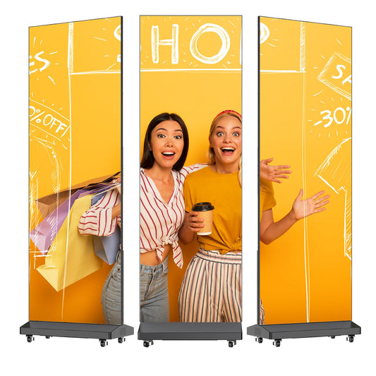 80 Inch LED Digital Signage Display, Foldable Seamless Stitching Kiosk, P1.86 GOB LED Screen Poster with Flight Case, Commercial Advertising Display for Events, Rentals and Weddings (Black, 1 Unit)
