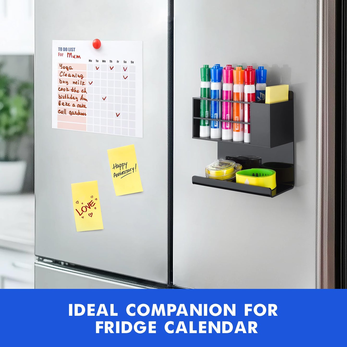 Banafich Black Magnetic Dry Erase Marker Holder for Whiteboard, Acrylic Magnet Pen Holder Wall Mount, Black Magnetic Pencil Holder Cup for Refrigerator Fridge, Office, Locker Accessories for Classroom