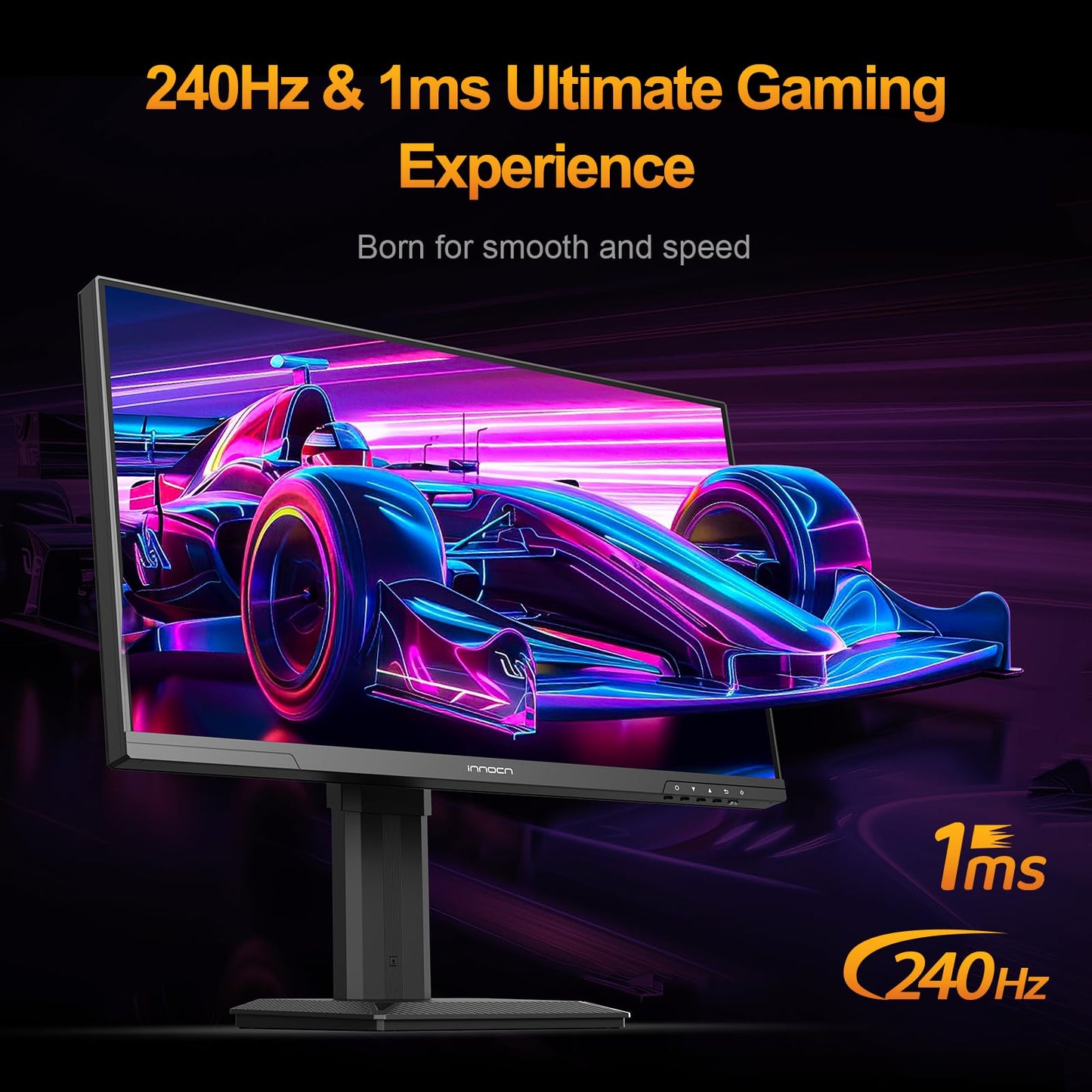 INNOCN 24.5" 2K QHD 2560 x 1440P 240Hz Monitor, Gaming Console Ready, Mini-LED Precisely Local Dimming, Monitor for Mac, HDMI 2.1, DP 1.4, Height Pivot Adjustable Stand, Black - 25M2S