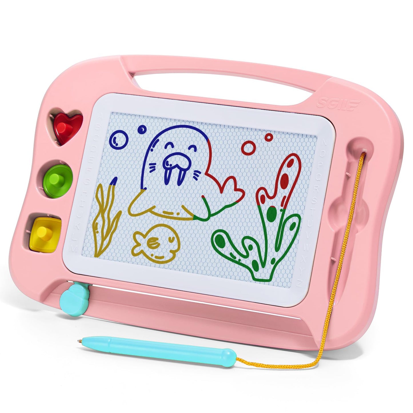 SGILE Toddler Toys for Kids, Magnetic Drawing Board for Birthday Gift, Toys for 1 2 3 Year Old Girls Boys, Etch & Sketch Pad with 3 Stamps, Learning and Educational, Light Pink