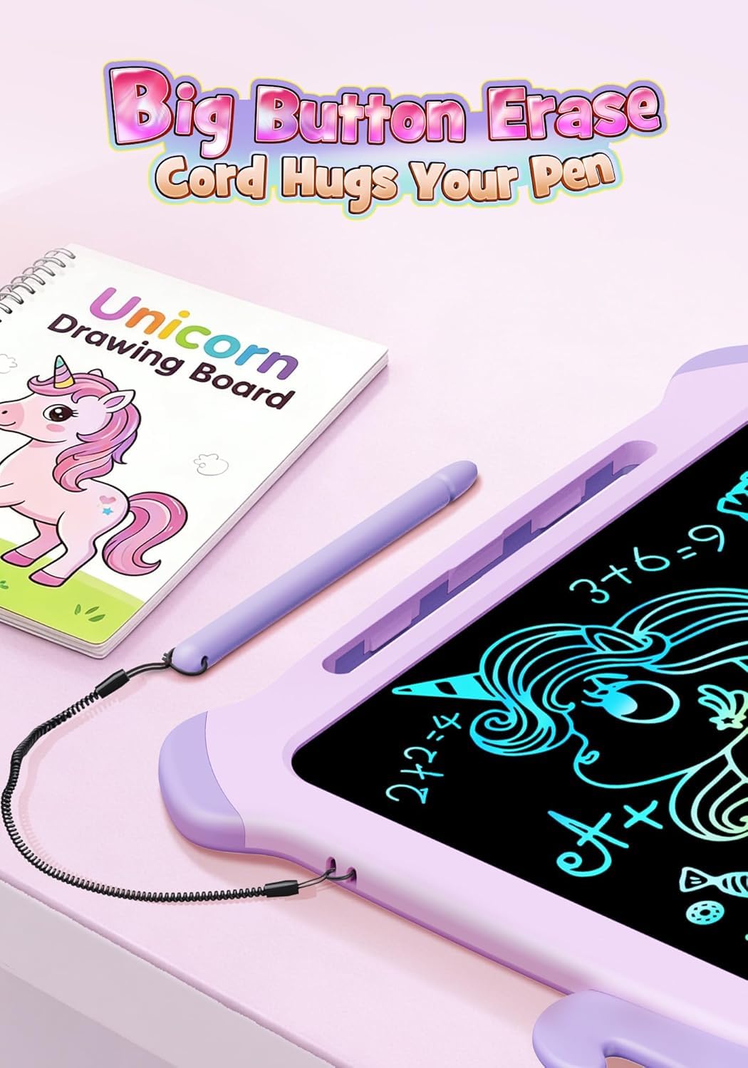 8.5 inch LCD Writing Tablet for Kids, Unicorn Toys Gifts for Girls Aged 3-5, Toddler Girl Kids Educational Travel Toy, Birthday Gift for 3 4 5 6 7 8 9 Year Old Girl (Purple)