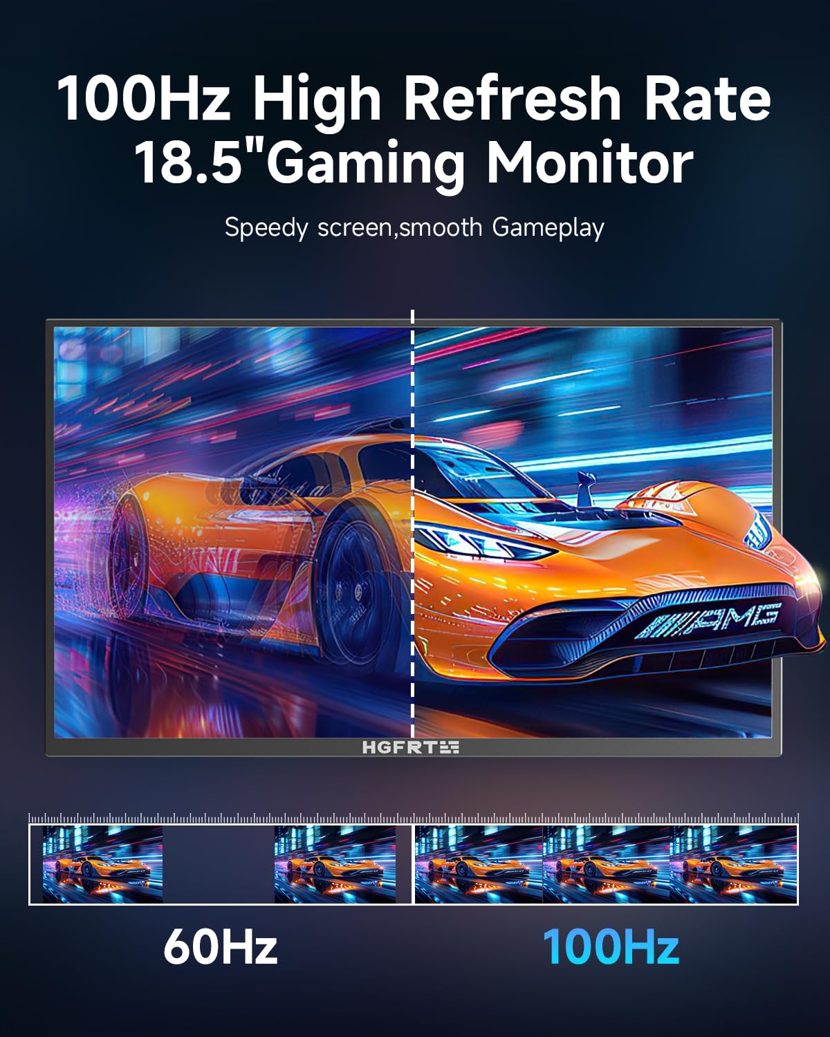 Hgfrtee Large Portable Monitor 18.5", 1080P FHD 100Hz 120% sRGB USB-C IPS Screen External Display for Laptop Mac Gaming Office PC, Travel Monitor with Kickstand & Speakers, VESA Mountable - LCD Panels