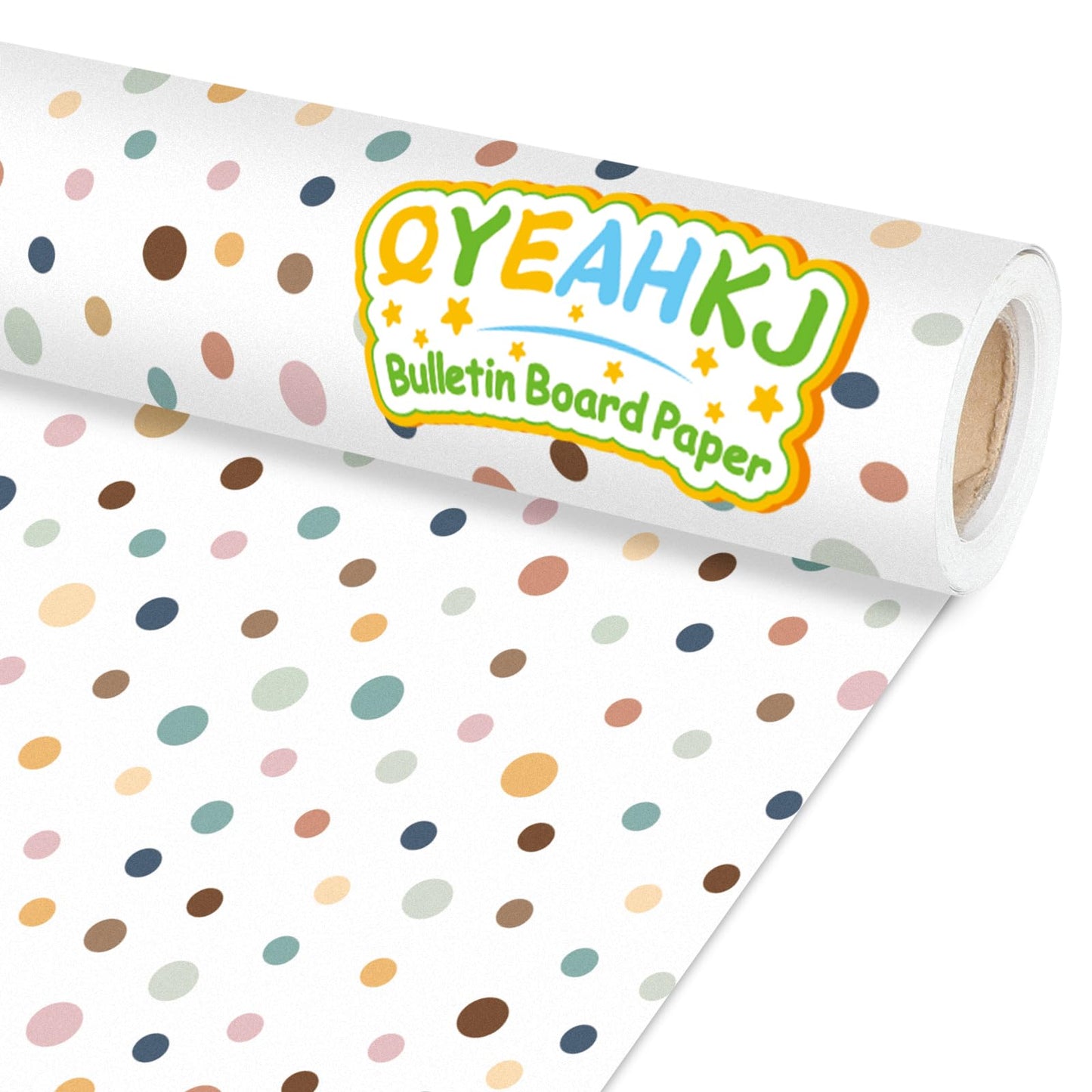Qyeahkj Boho Dot Bulletin Board Paper Roll Boho Polka Dot Bulletin Board Background Paper Fade Resistant Classroom Decoration Poster Art Craft Home Wall Education Decor Supplies 17.7in x 20ft