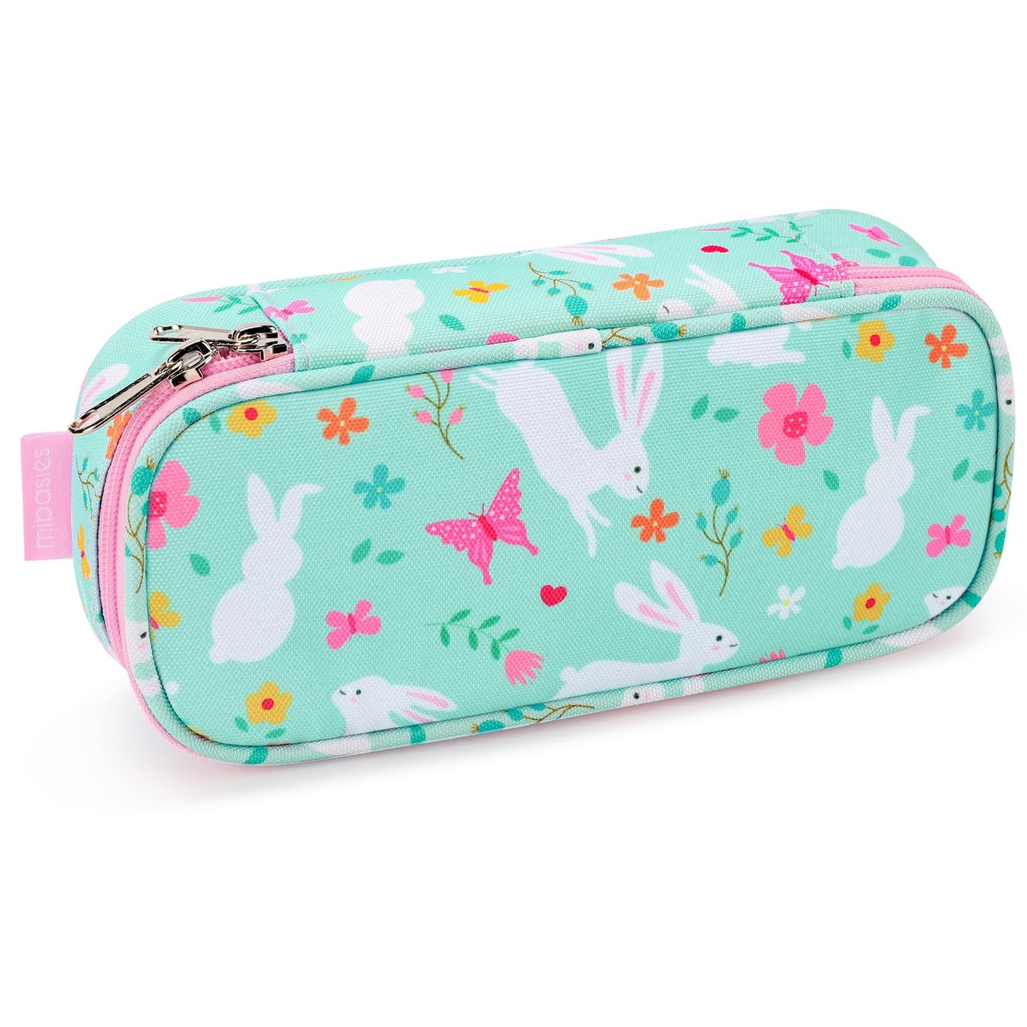 mibasies Girls Pencil Case for Kids, Multi-Slot Pencil Pouch, Rabbit Green