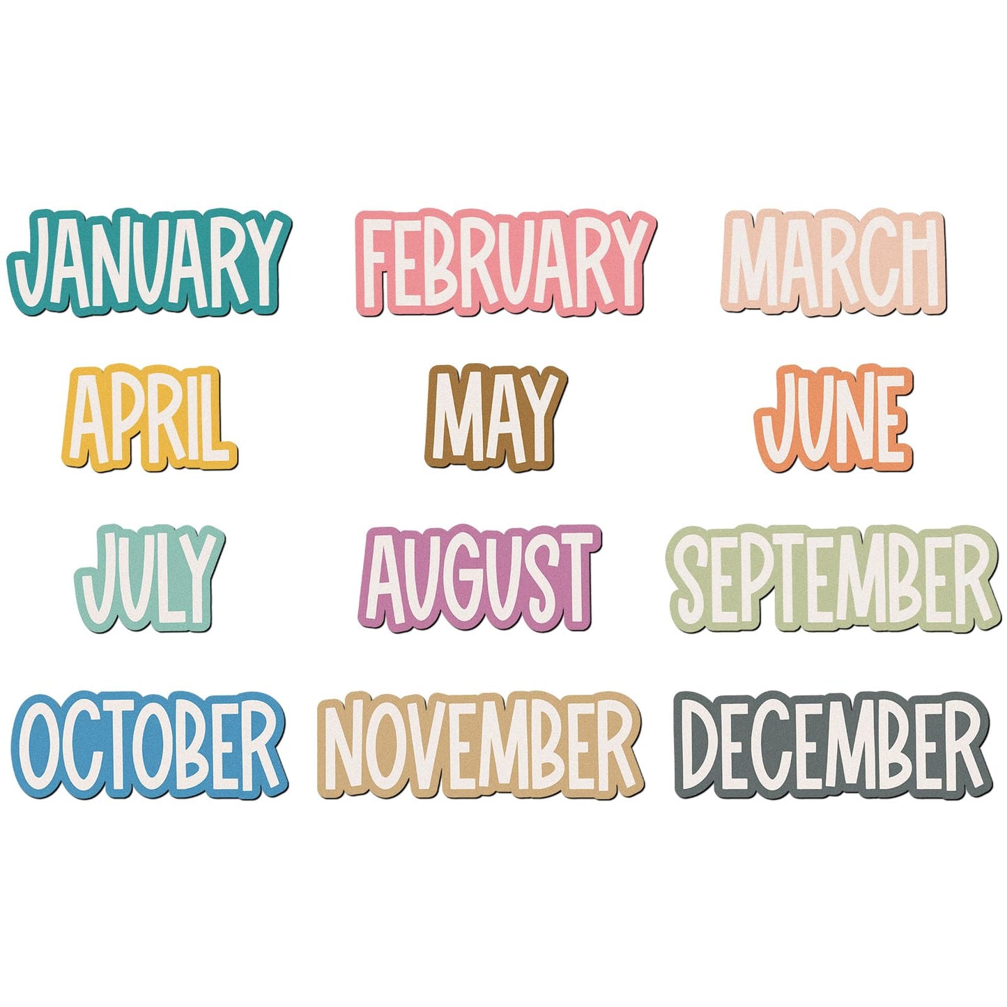 LemonSecret 12 Pcs Magnetic Monthly Headliners Months of The Year Bulletin Board Set whiteboard Calendar Month Headers for Classroom Decoration(Boho)