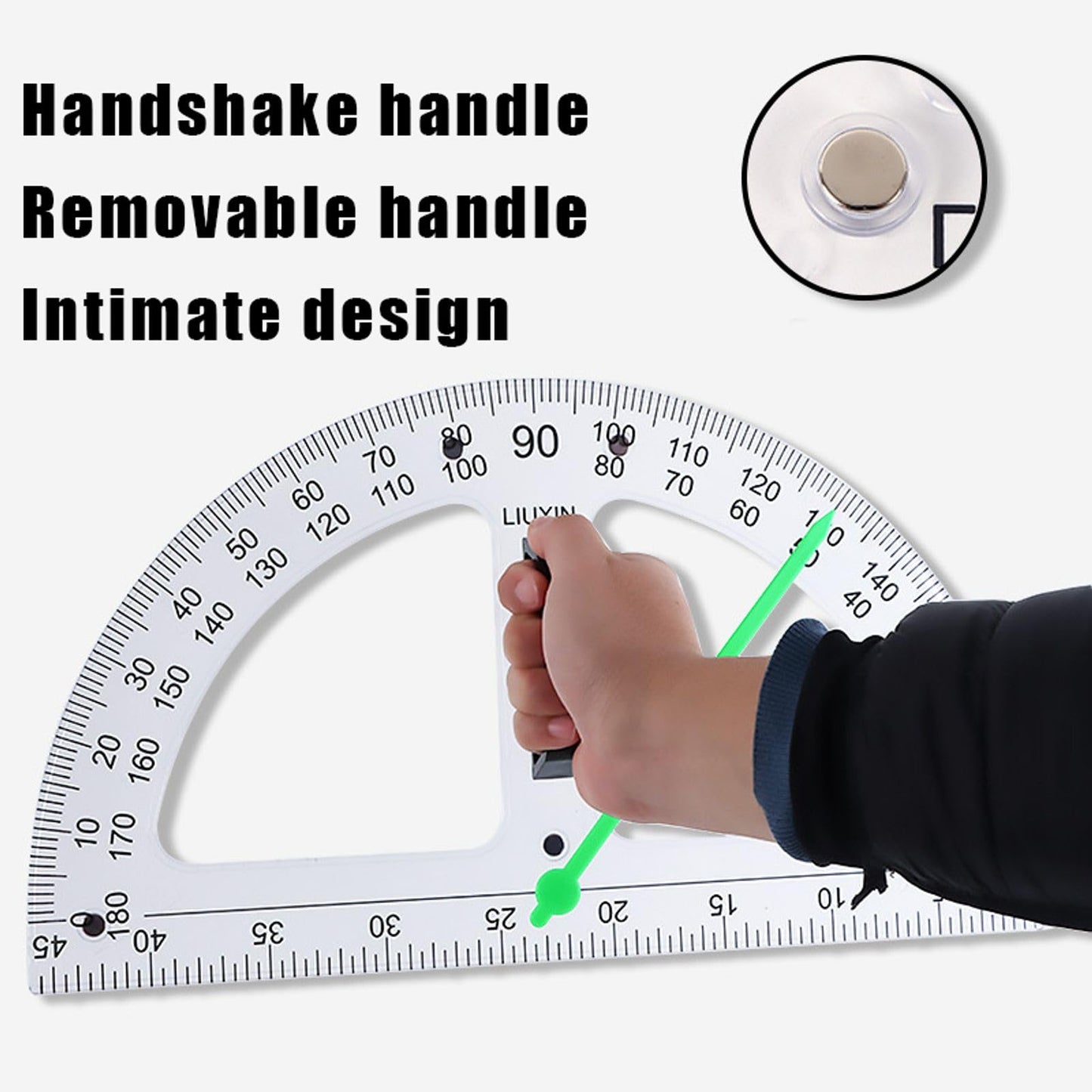 Magnetic Geometry Tool, Protractor, Triangle Rulers Easy Attachment Blackboard Measurement Kit, Teacher Board Protractor Multi-Purpose Kit Large (Transparent-2pc)