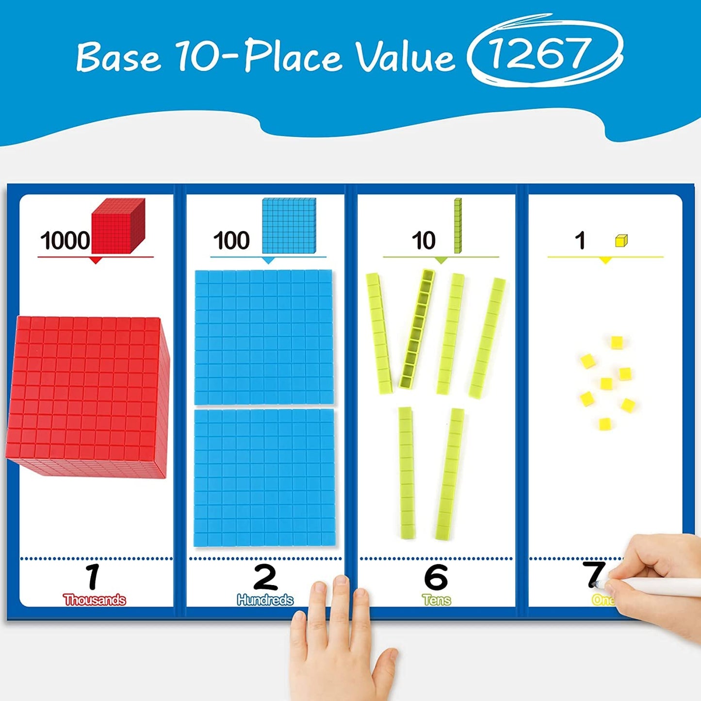 Torlam 131 PCS Base Ten Blocks for Math - Place Value Blocks, Plastic Base 10 Math Manipulatives 1st Grade, Math Counters, Math Cubes, Counting Cubes for Kids Kindergarten Math
