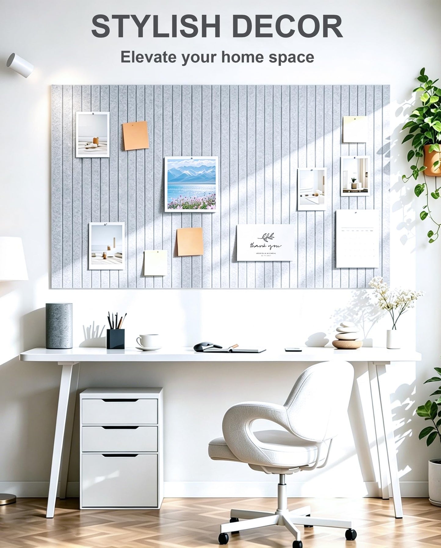 G Gamit 0.47" Thick Felt Pin Board 36"x24" Large Cork Board Alternative 6 Pack 11.81"x11.81"Felt Bulletin Board Wall Tiles Notice Board with 30 Pushpins for Home Office School(Fine-Silver Grey)