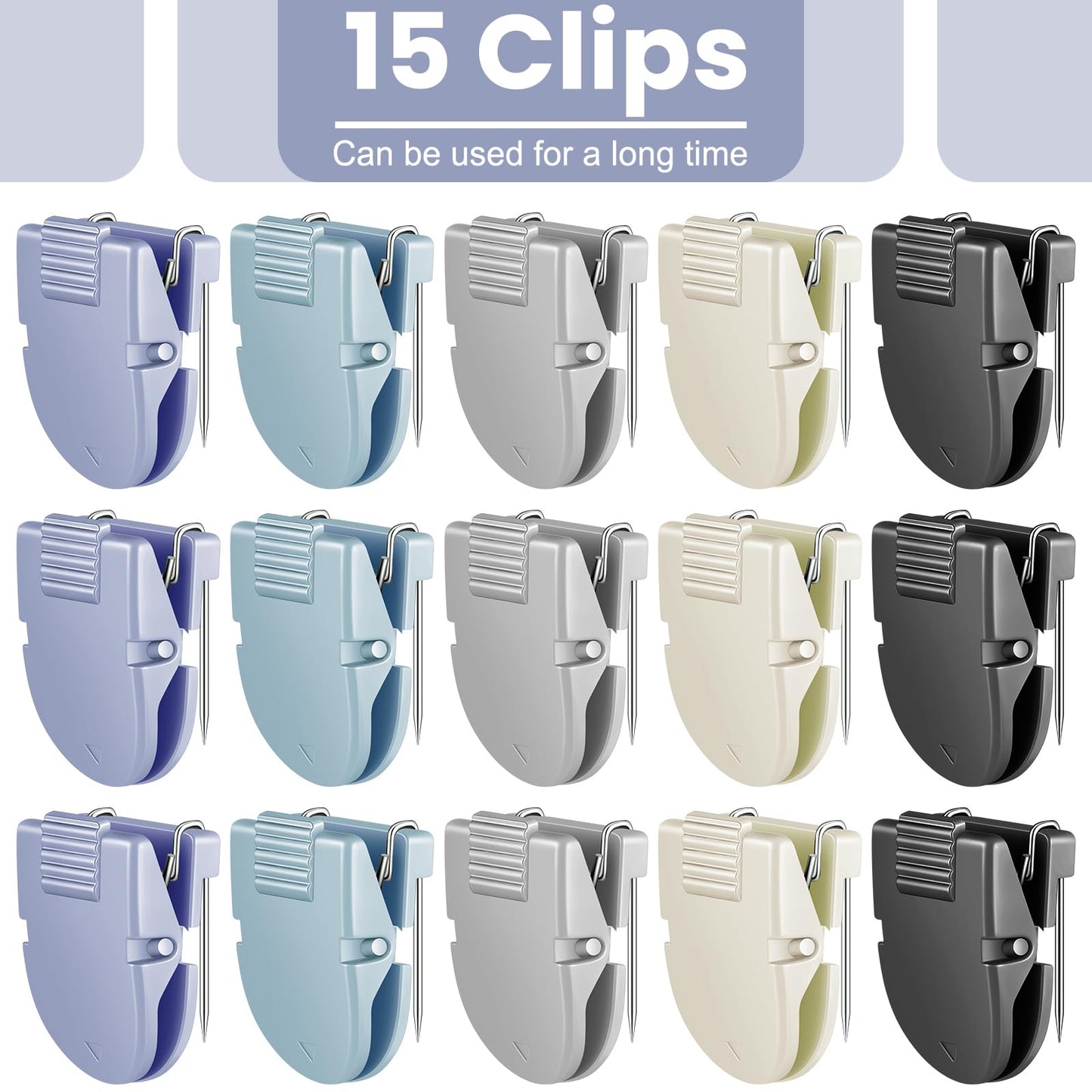 Feifeiya 15 Pcs Cubicle Clips Fabric Panel Cubicle Accessories Fabric Partition Panel Wall Clip Office Photos Wall for Notes Memos Standard Size, 40-Sheet Capacity (Blue)