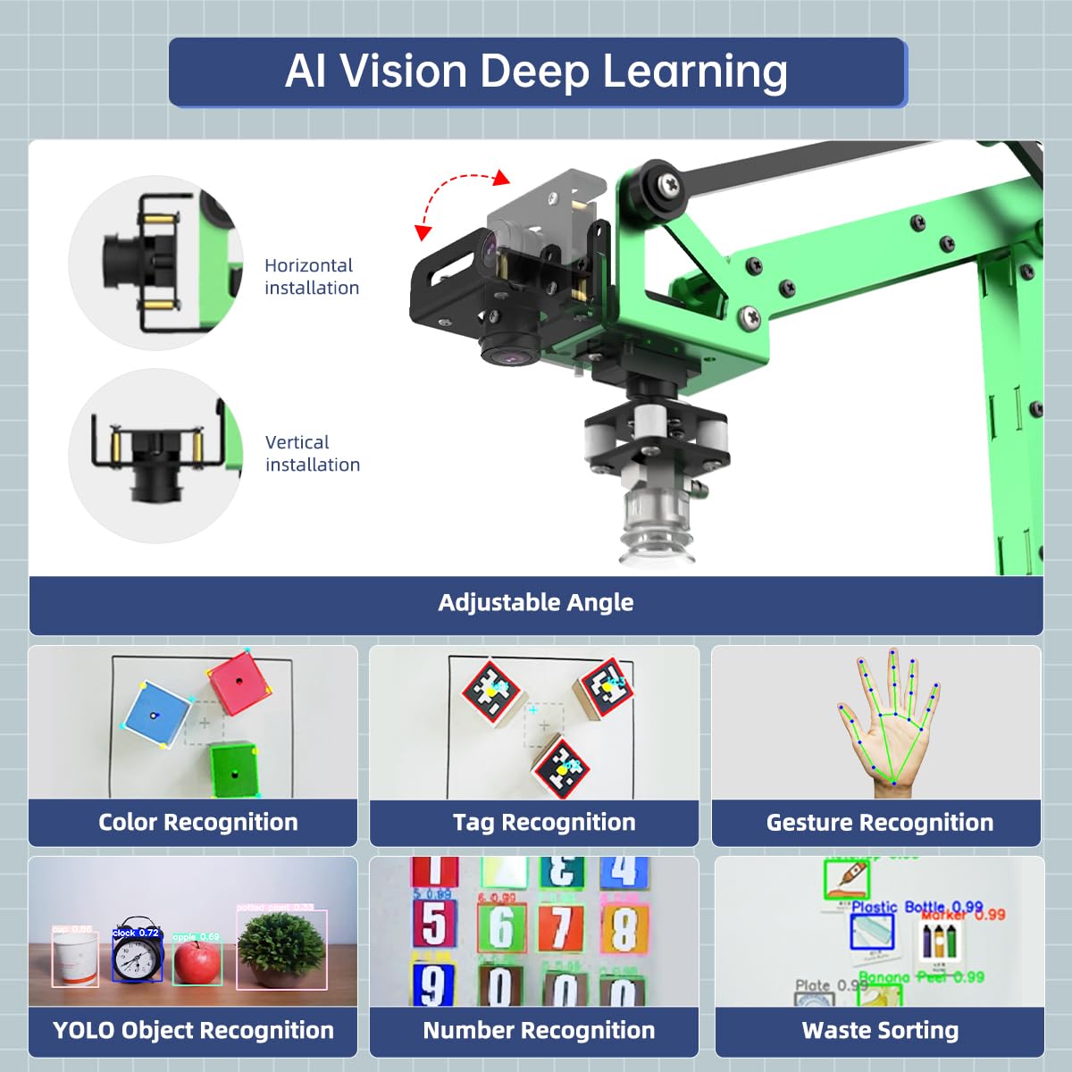HIWONDER JetMax Jetson Nano AI Robot Arm ROS Open Source Vision Recognition Program Robot with Detailed tutorials and Source Codes