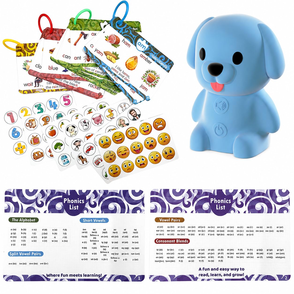 Interactive Learning Toys with Talking Pen for Preschool Education, Early Learning Activities, Electronic Educational System (Dog with Phonics)