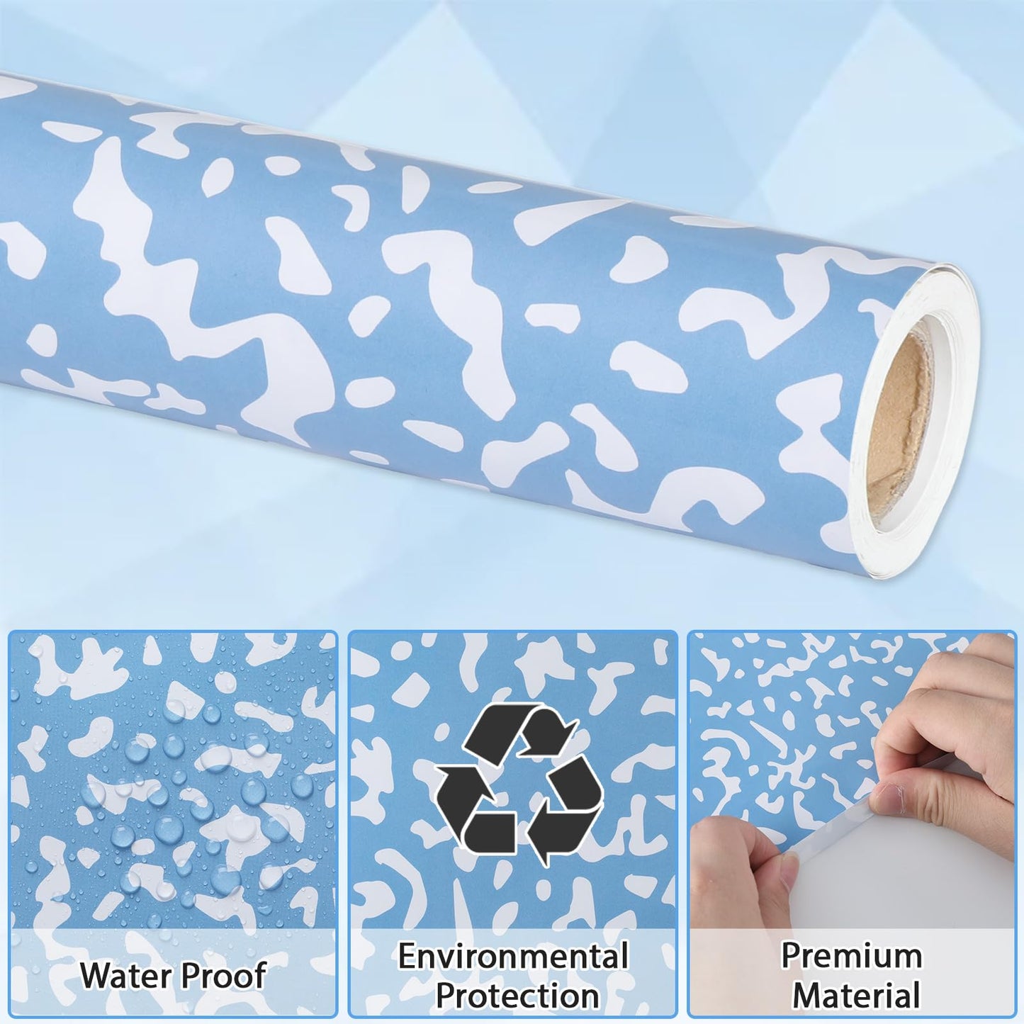 Composition Blue Bulletin Board Paper Roll Blue Dot Bulletin Board Background Paper Fade Resistant Classroom Decoration Poster for Art Craft DIY Projects Home Office Wall Party Supplies 17.7in x 20ft
