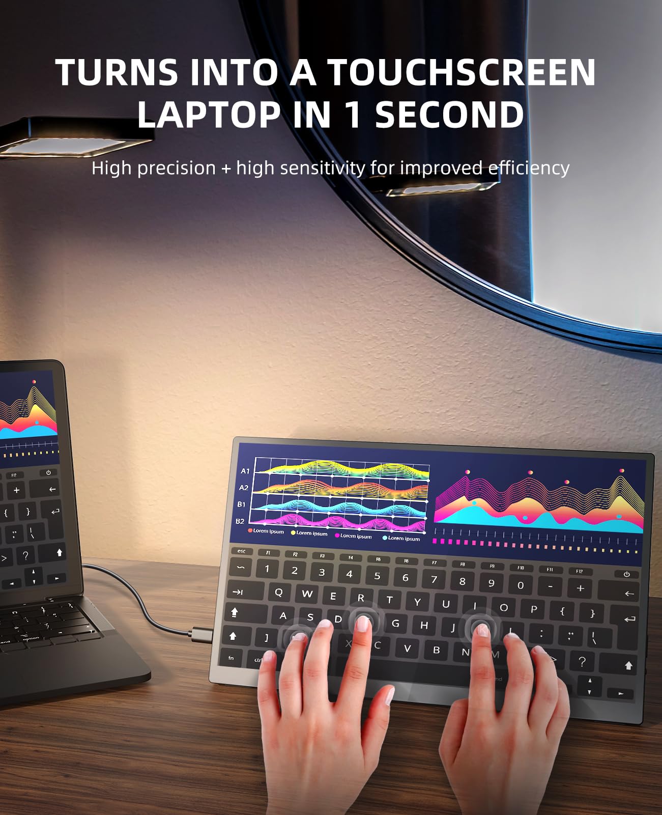 Topmonitor Portable Monitor Touchscreen 15.6" 1080P FHD IPS, 10-Point Touch Travel Gaming Display with Dual Speakers & Kickstand, USB-C HDMI External Screen for Laptop, MacBook, Phone, PS5, Switch
