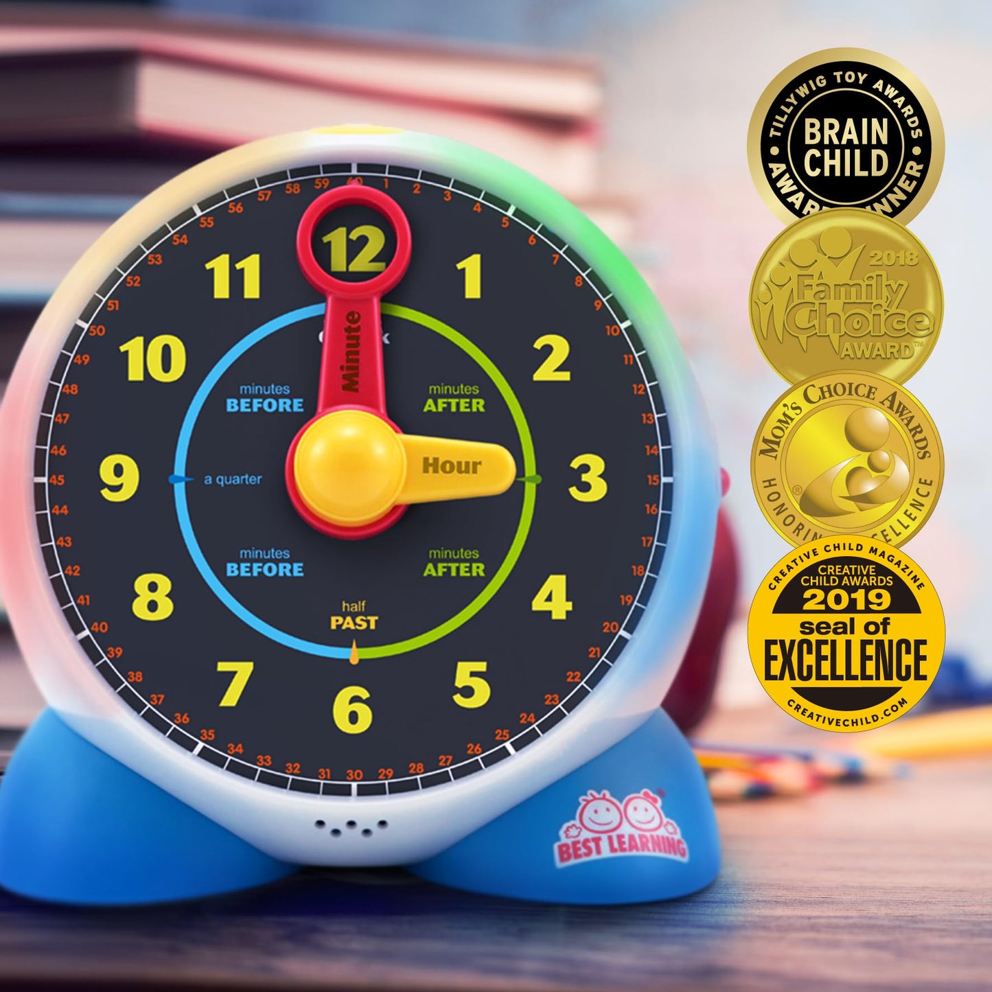 BEST LEARNING Talking Learning Clock for Kids - Telling Time Teaching Clock with Movable Hands, Quiz & Music Sleep Mode - Toddler Preschool Toy Ages 3 4 5 6 Boy Girl Birthday Gift