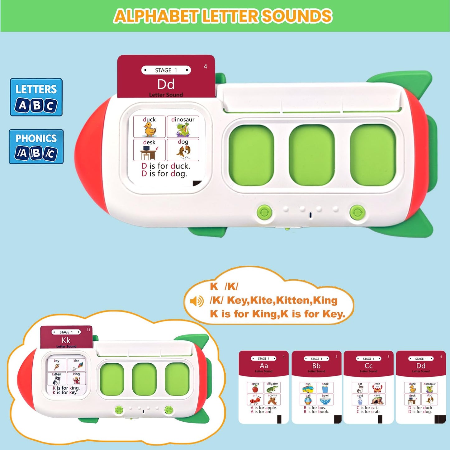 Phonics Flash Cards for Kids 3-8 - Learn to Read, Letter Sounds & Word Blending, Master Math Challenge- Homeschool Classroom Phonemic Awareness Toy, Preschool Kindergarten Learning Activities Gift