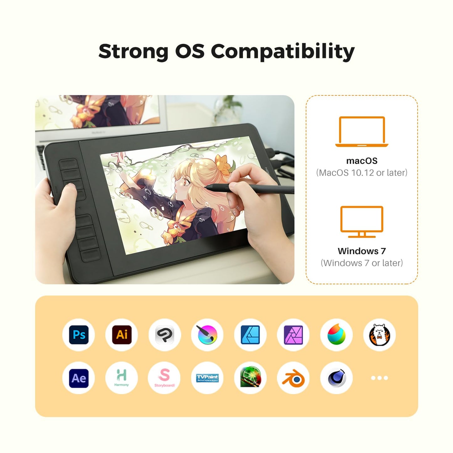 GAOMON PD1161 Drawing Tablet with Screen, Digital Art Tablet with Battery-Free Stylus, Tilt, 8 Shortcut Keys for Paint, Design, Illustration, Editing, 11.6-inch Graphics Tablet for Mac, Windows PC