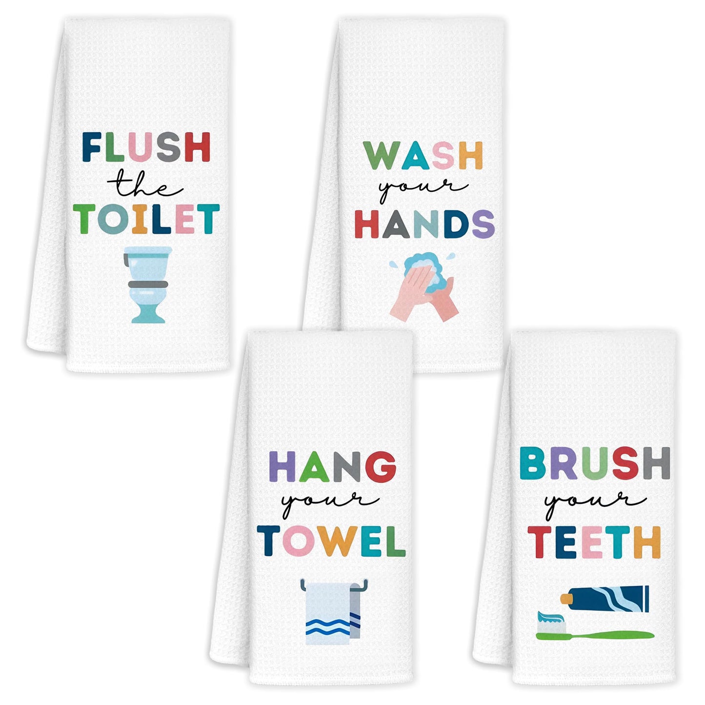 CIOJUNE Kids Bath Towels, Kids Bathroom Decor Sets of 4，Toddler Boys Girls Bathroom Decoration, Kids Decorative Hand Towels for Bath, Wash Your Hands BathroomS Decoration, 16x24 in
