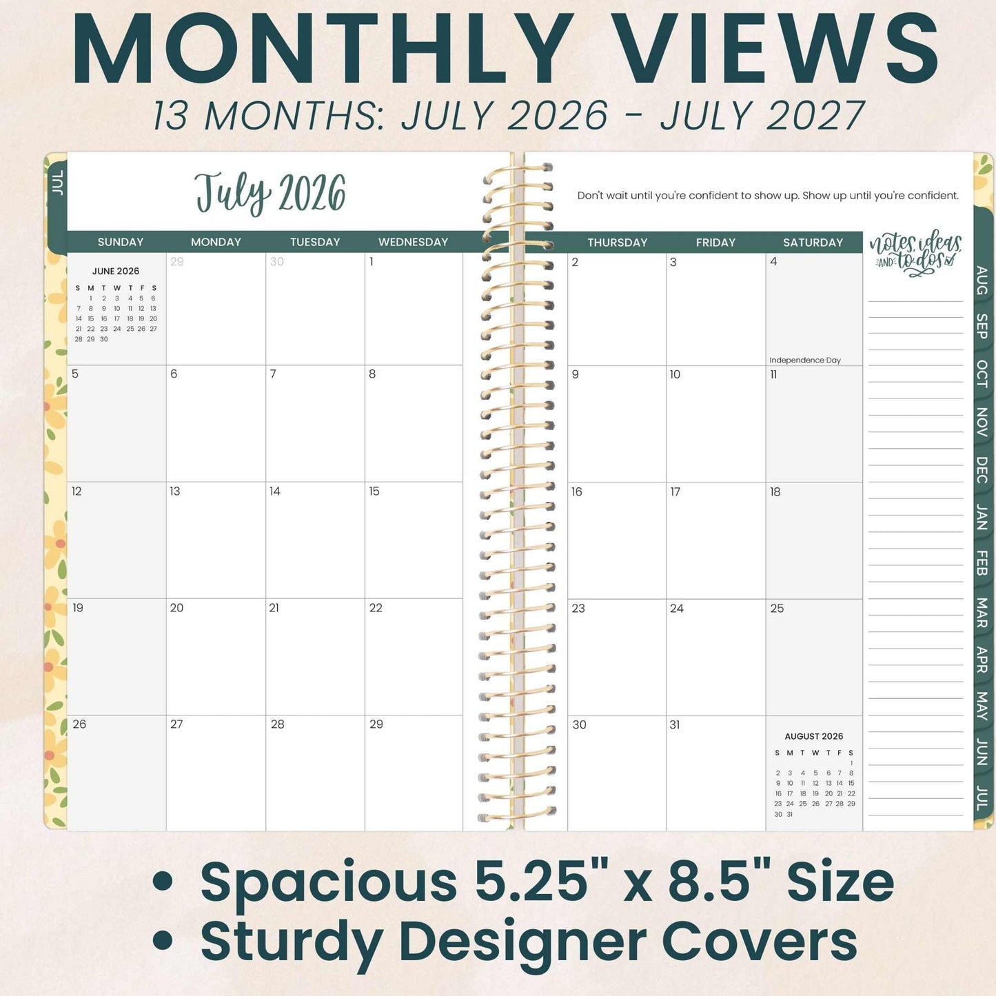 bloom daily planners 2026-2027 Planner - Academic Year (July 2026 - July 2027) Monthly & Weekly Soft Cover Planner for Women - 13 Month Agenda Book with Stickers - 5.5" x 8.25" - Butter Yellow Daisies
