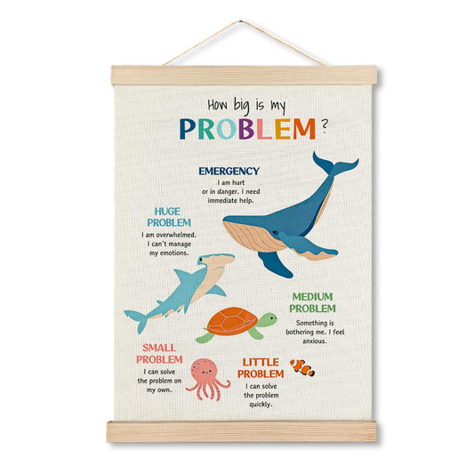 IAFQWDS Zones of Regulation Mental Health Wall Art Hanging Poster Framed, Ocean Animal Emotional Anxiety Relief Wall Decor Prints for Classroom Calm Down Corner Therapy Counselor Office, 12x16 Inch