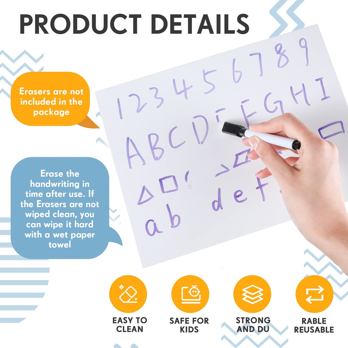 Ctosree 20 Sets Dry Erase Board for Kids 11 x 8 Inch Double Sided Small White Board and Dry Erase Markers with Eraser Cap Mini Student Whiteboard for Classroom Teacher