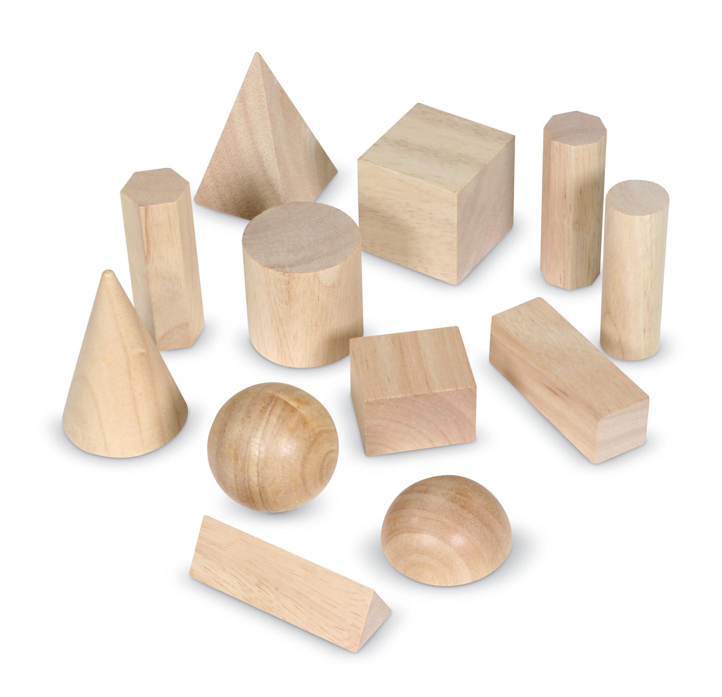 Learning Resources Geometric Solids, Wooden Shapes, Set of 12 Geometric Shapes, Ages 6+