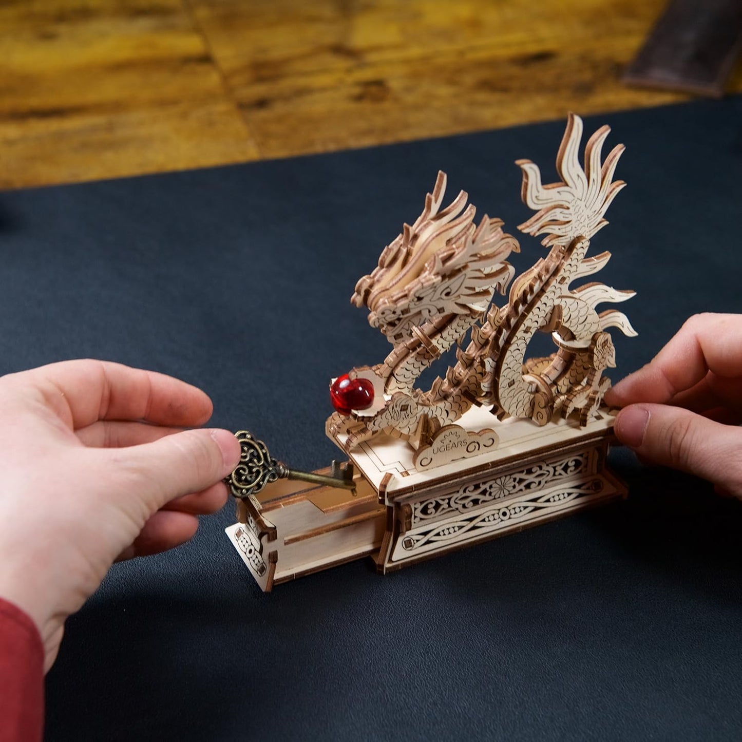 UGEARS Wood Dragon 3D Puzzle – 3D Wooden Puzzles for Adults, Wooden Models for Adults to Build, Mechanical Puzzle Box with Hidden Compartment, DIY Model Kit, Brain Teaser, Unique Chinese Dragon Gift