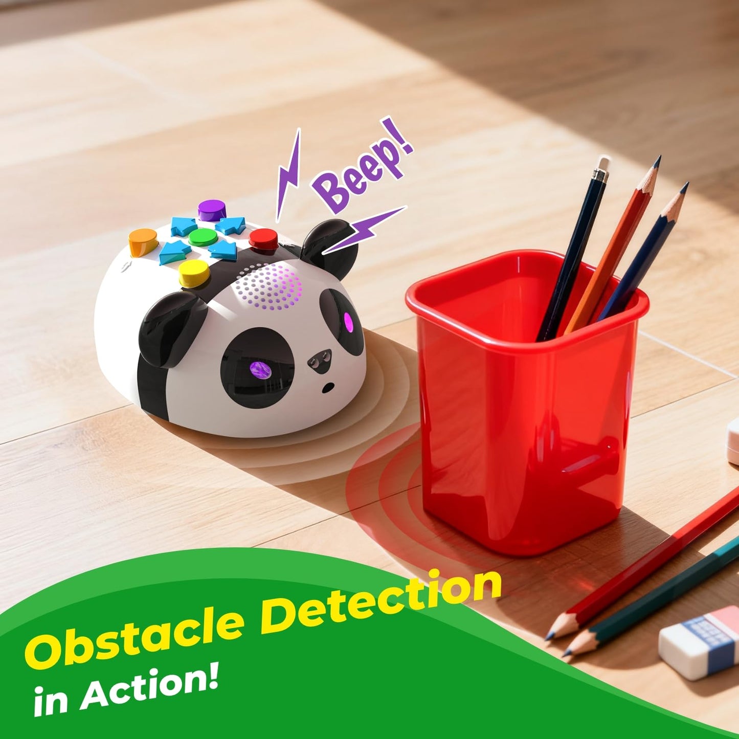 Apitor Robot Panda Coding Robot Activity Set - 48 Pieces, Screen-Free STEM Learning Toy with Smart Sensing & Loops, Educational Programming Gift for Kids Ages 4-5