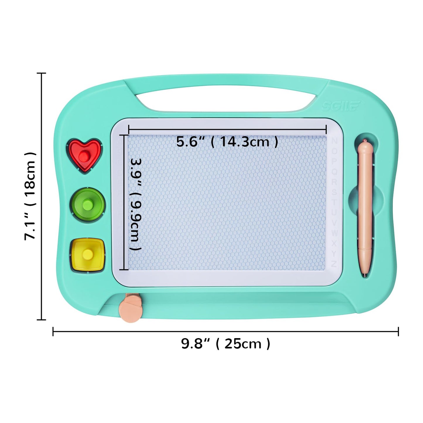 SGILE Toddler Toys for Kids, Magnetic Drawing Board for Birthday Gift, Toys for 1 2 3 Year Old Girls Boys, Etch & Sketch Pad with 3 Stamps, Learning and Educational, Green