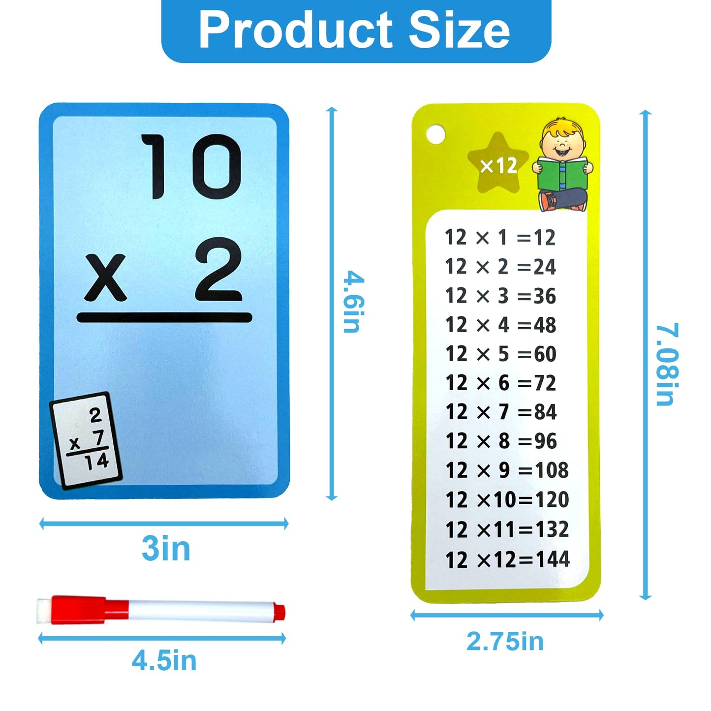 Math Flash Cards Set of 4-204pcs Reusable Math Practice Cards with Addition, Subtraction, Multiplication, Division, Flash Cards,Games for Kids Ages 6+ |Spark Skills & Fun Learning