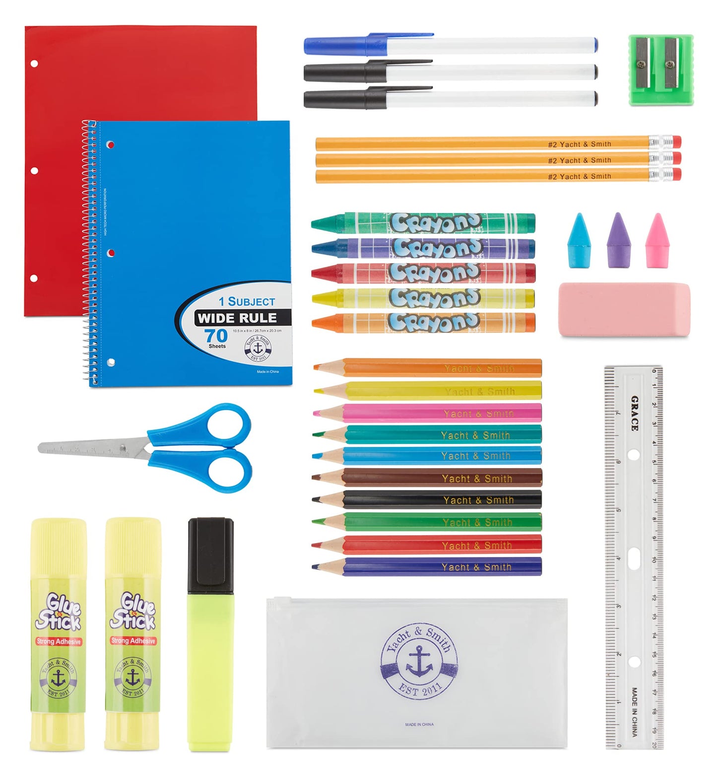 34 Piece School Supplies Kit for School Children – Wholesale Back to School Kids Essential Bundle Supply Pack for Girls & Boys