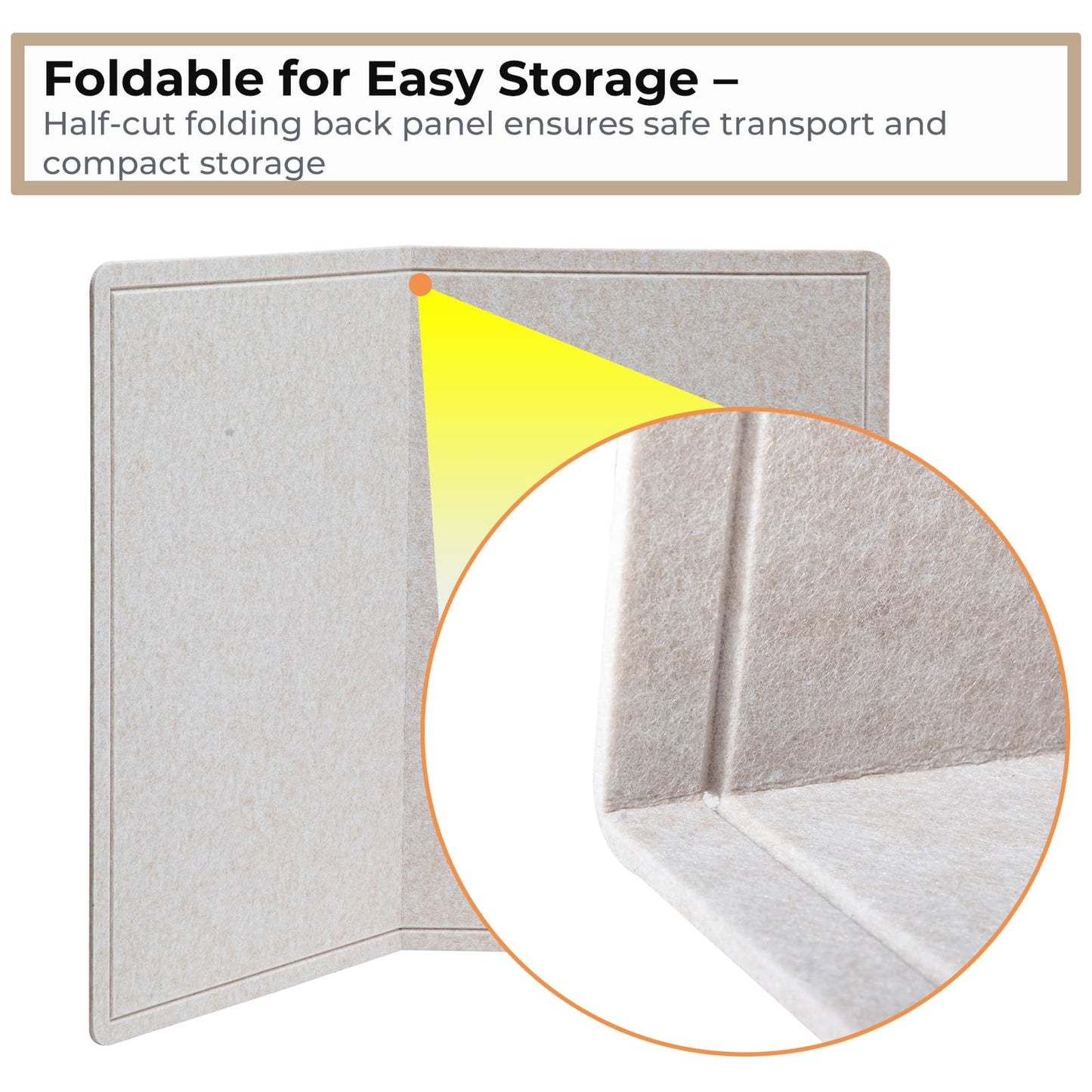 72 x 48 Inch Foldable Felt Bulletin Board (6 x 4 Ft) - Large Ivory Tan Pin Board for Boho Classroom Decor, Kids Playroom & Home Office - Self-Adhesive Sound Dampening Wall Panel