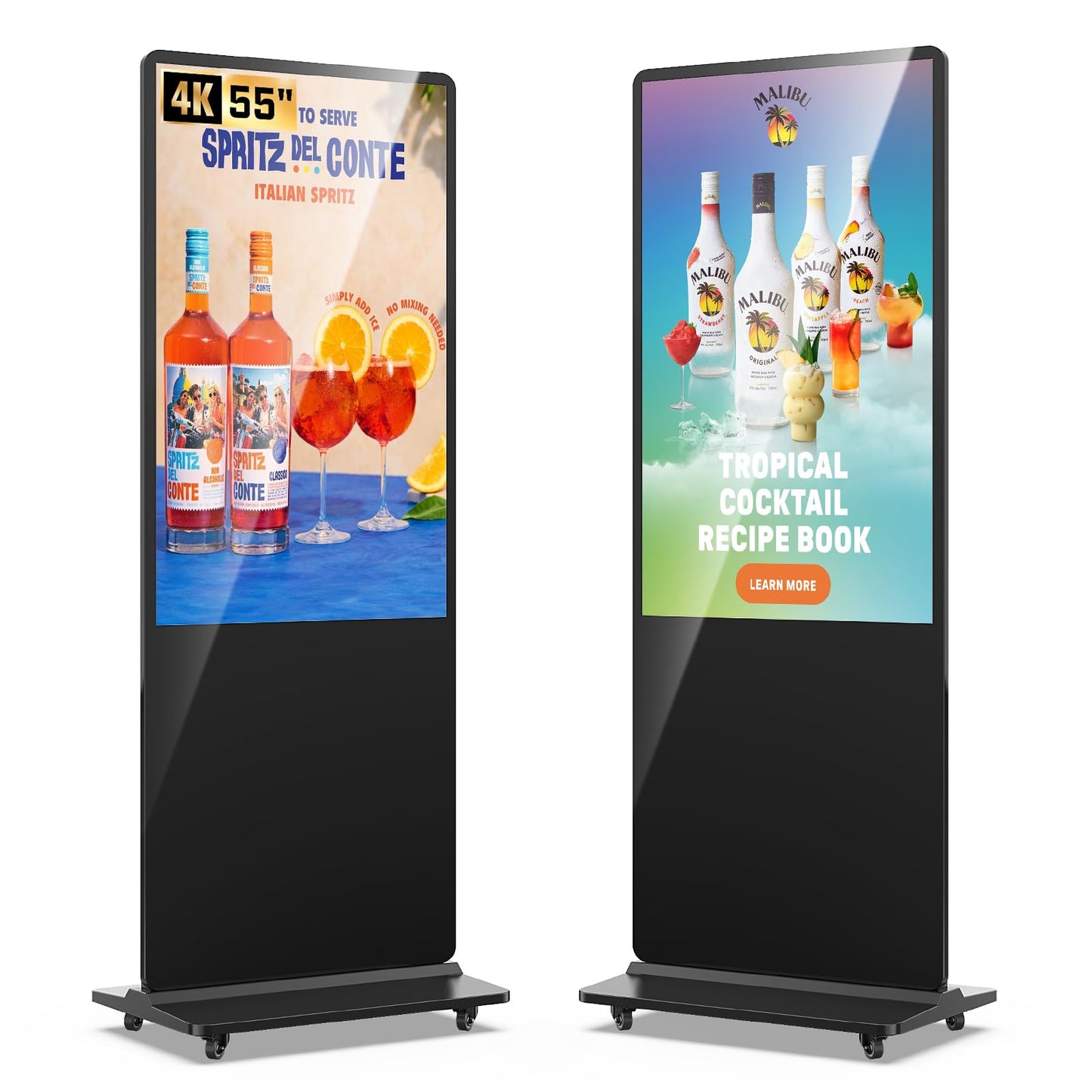 MWE 55 Inch 4K Digital Signage Display Kiosk, LCD Screen Indoor Floor Standing Advertising Displays, Android System Commercial Totem with Custom Service, Vertical Poster with Auto Media Player