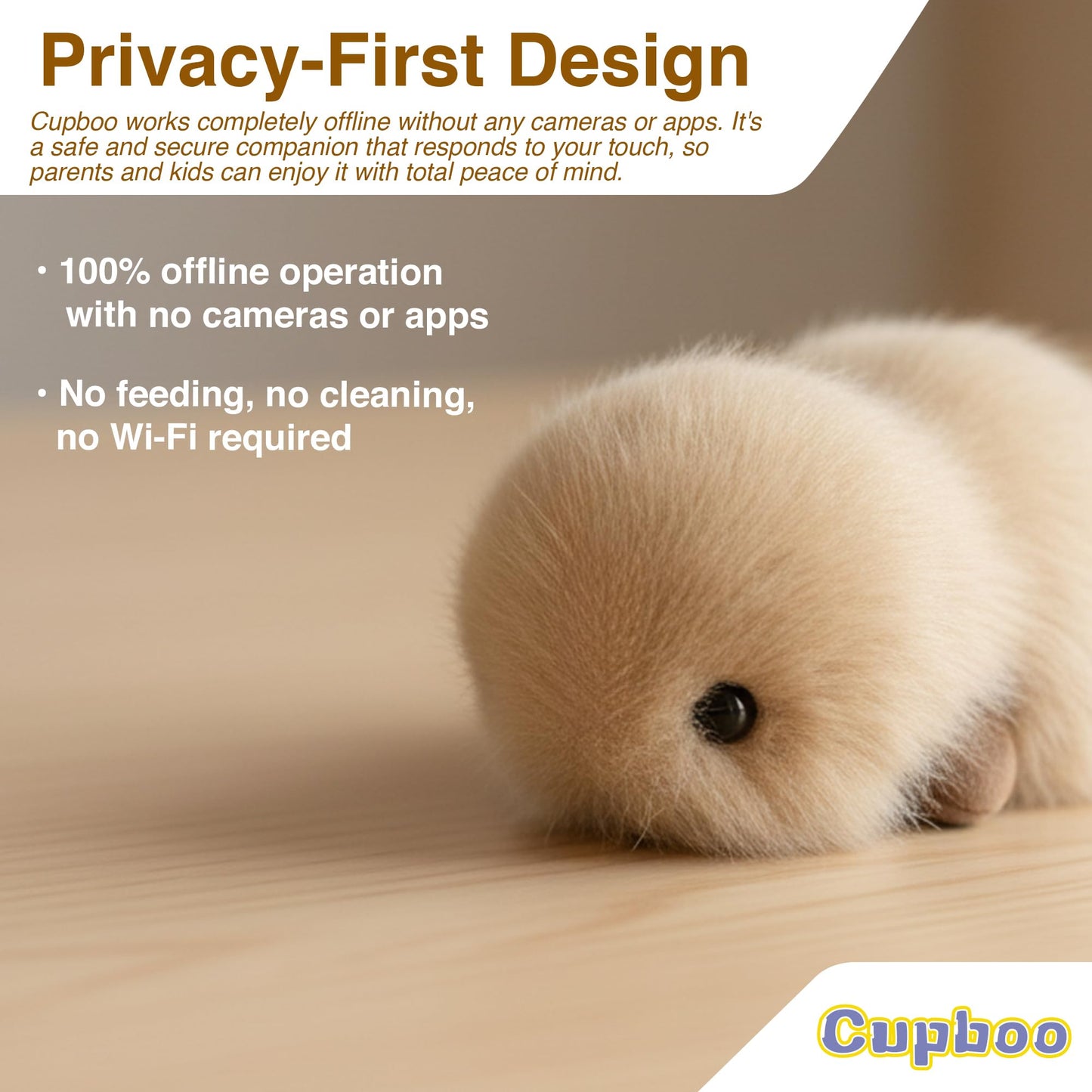 cupboo Interactive AI Plush Companion Pet– Privacy Safe Soft Huggable Intelligence Emotional Support Robot Pets, Anxiety Relief Desk Robots| Ideal Toy Gift for Kids,Teens,Adults,Seniors(Black)