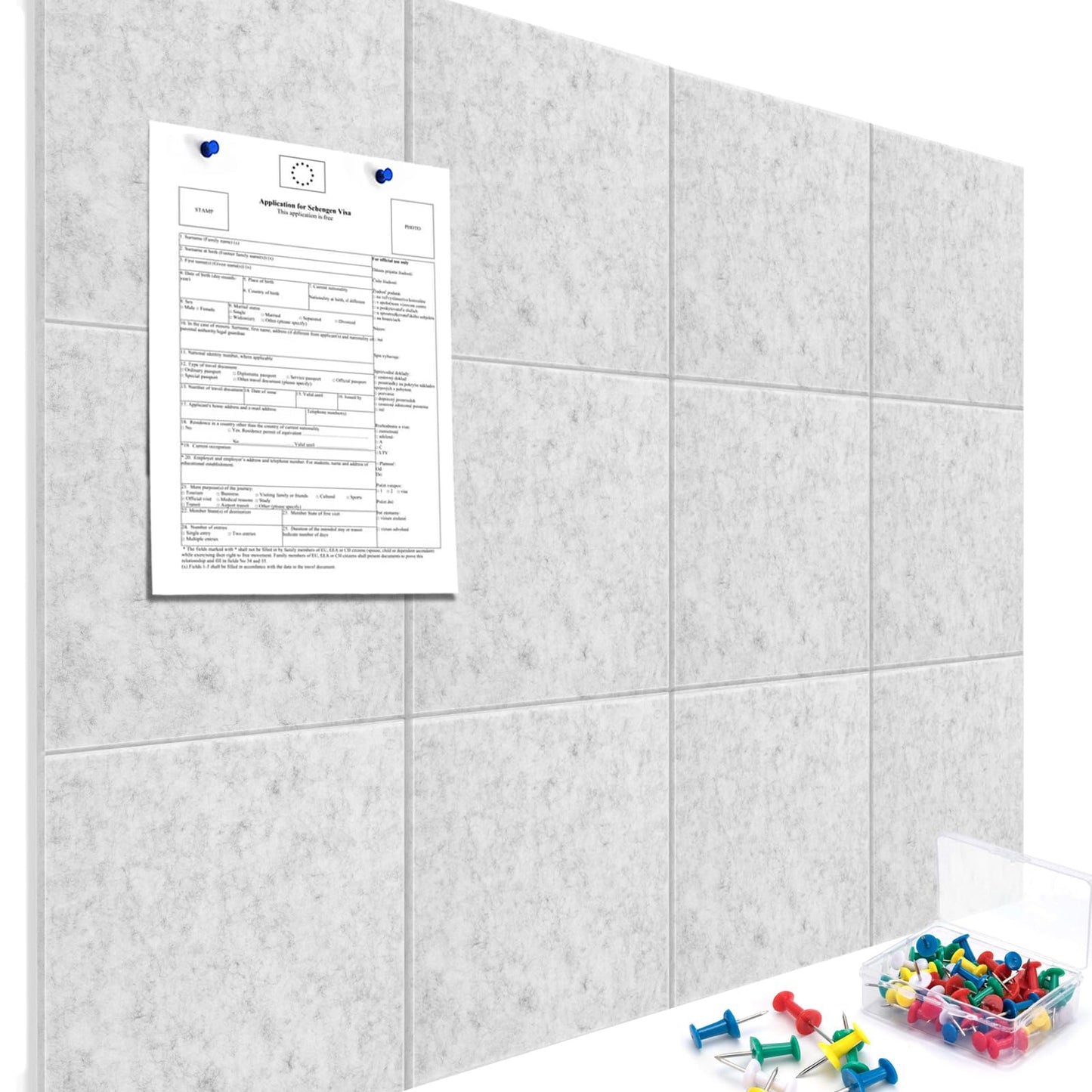 Cork Boards for Walls 48" x 36" Felt Board Alternative, 12 Pack Felt Wall Tiles Bulletin Board, Large Cork Board for Office Pin Board Tack Board Cork Boards