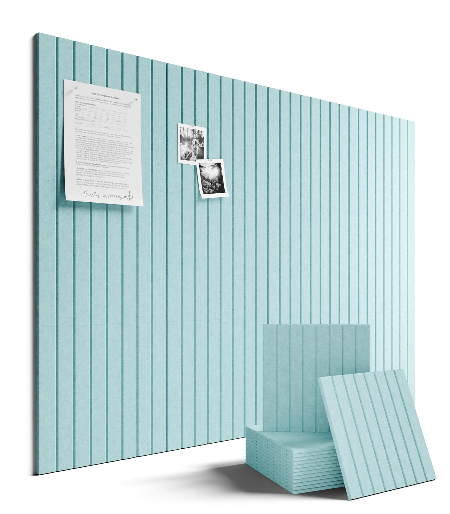 Large Felt Bulletin Board 48" x 36" Cork Board Alternative-12 Pack with 70 Safe Removable Adhesive Tabs, Cork Boards for Walls Felt Board for Home Office Classroom Pin Board-Teal Blue