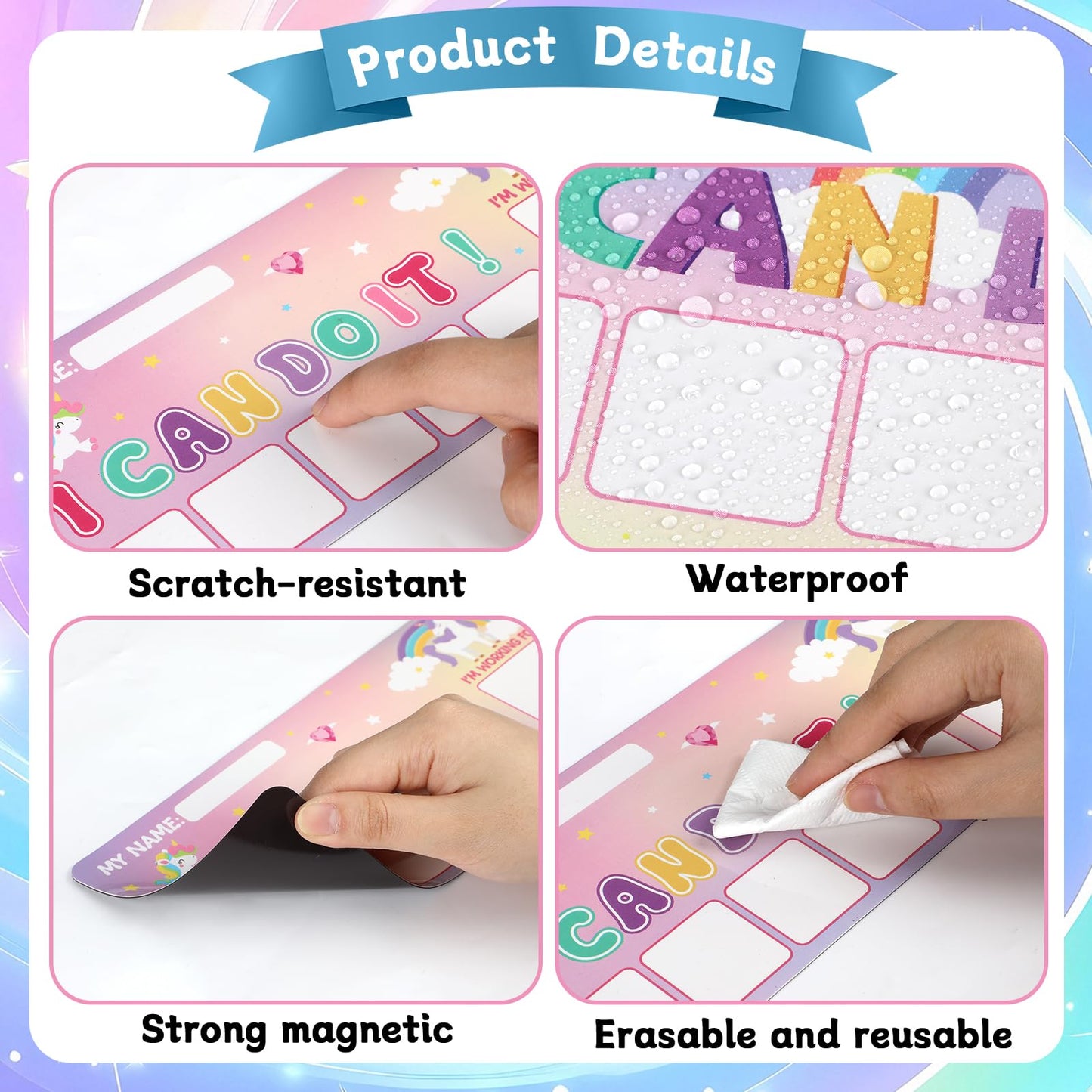 3 Sets Magnetic Rewards Chart for Kids Token Board Unicorn Castle Behavior Chart at Home Positive Star and Customization Goal Box Incentives for Teacher Essentials Elementary Classroom