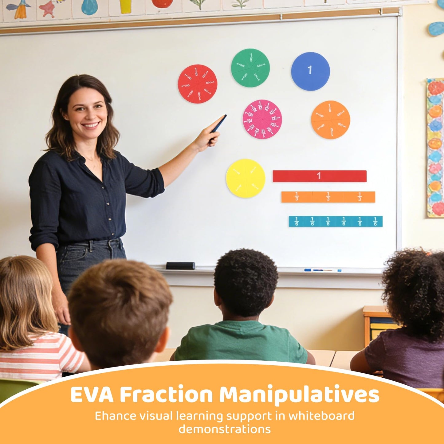 DORMIYA 12 Sets EVA Rainbow Fraction Manipulatives, Includes 6 Sets Fraction Tiles and 6 Sets Fraction Circles, Broad Coverage from 1/1 to 1/12, Visual Learning Tool