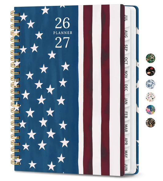 Academic Planner 2026-2027, Monthly and Weekly Calendar Planner, July 2026 - June 2027, Pretty Hardcover Teacher Student Planning Agenda Book with Tabs, Fit for School Office Supplies, 6.3" x 8.5", Star Riders