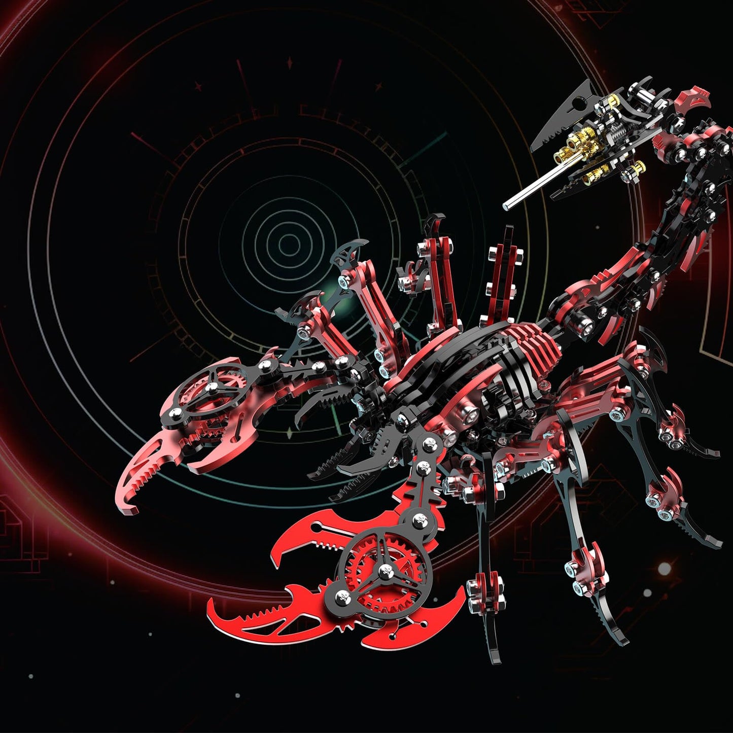 Metalkitor Scorpion 3D Metal Puzzles Kits for Adults Teens – 454 Pcs – Mechanical Assembly Models – 4 Hours to Build – Ideal for Gifts and Decorations (Red and Black)