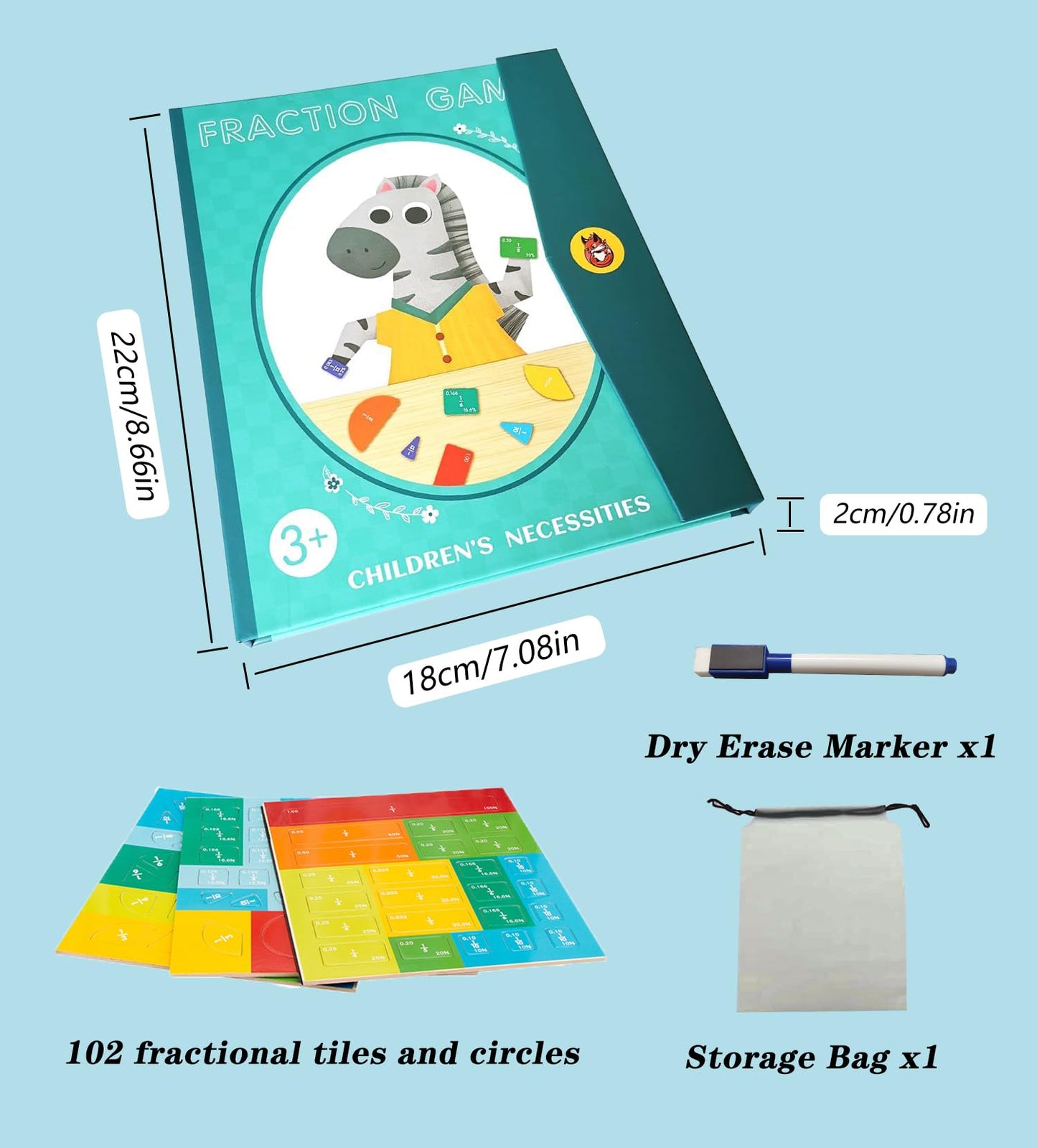 Magnetic Fraction Educational Puzzle Fraction Tiles and Circles, Equip Magnetic Score Disk Demonstrator,Math Manipulatives Enhance Early Primary School Students Mathematical Skills