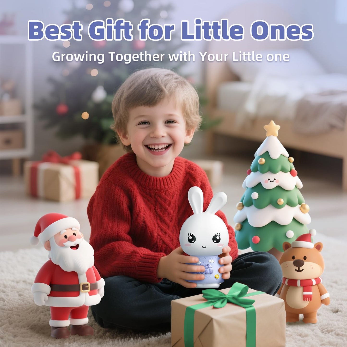 alilo AI Toys for Kids, Smart Companion with Real-Time Voice, 4 Agents & 91 Languages, Preloaded 48 Bunny English/50 Stories/66 Music/28 Lullabies/34 Classical Tunes, Bluetooth Speaker