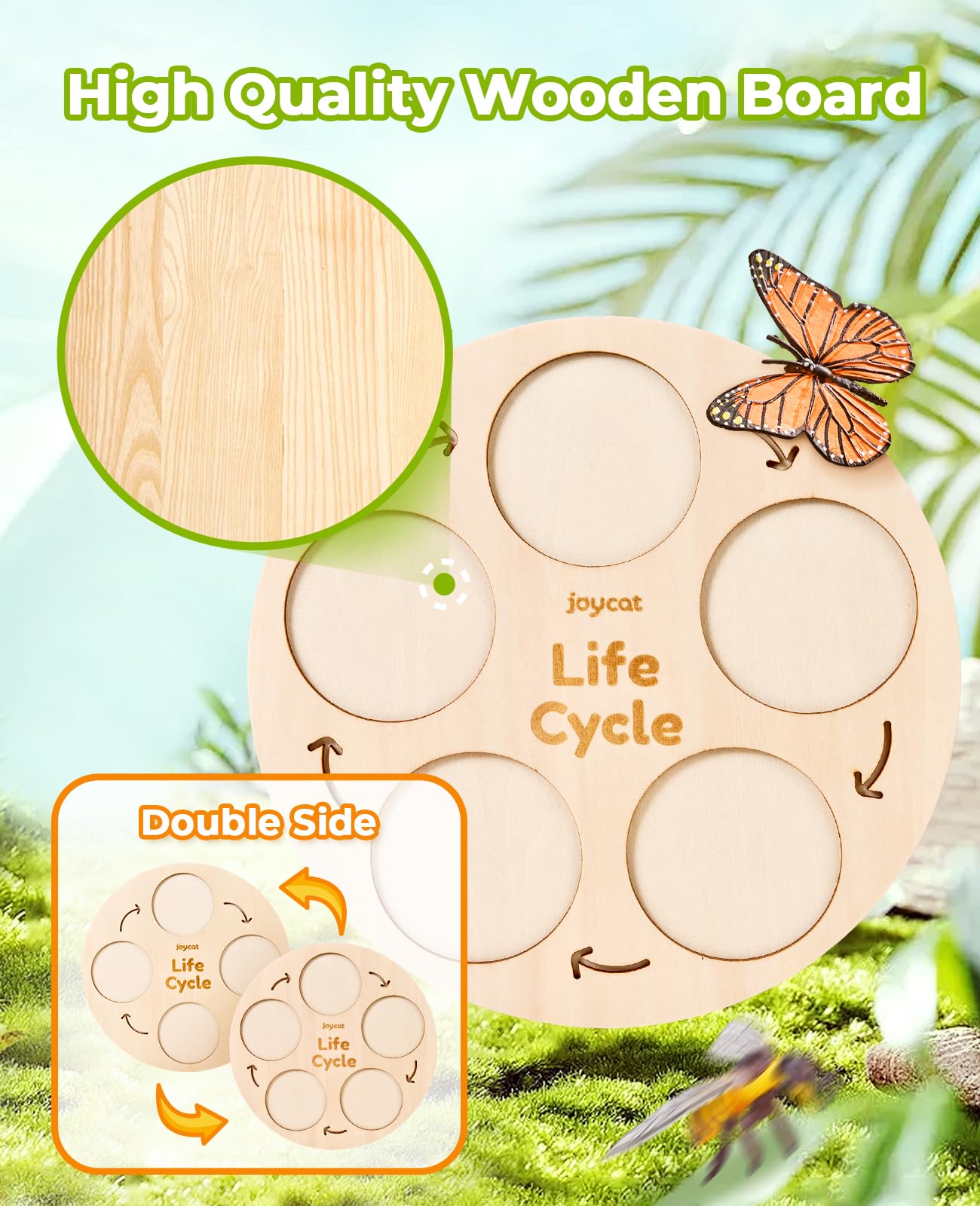 JoyCat Life Cycle Learning Education Toys, Insect Caterpillar to Butterfly kit, Ladybug, Bee, Tadpole to Frog Kit Life Cycle Toys for Kids, Preschool Learning Activities for Age 3 4 5 6 7 8