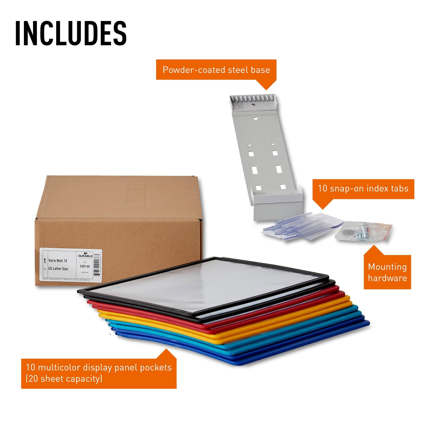 Durable Vario Wall Reference System, 10 Panels, Assorted Borders And Panels (Pack of 6)