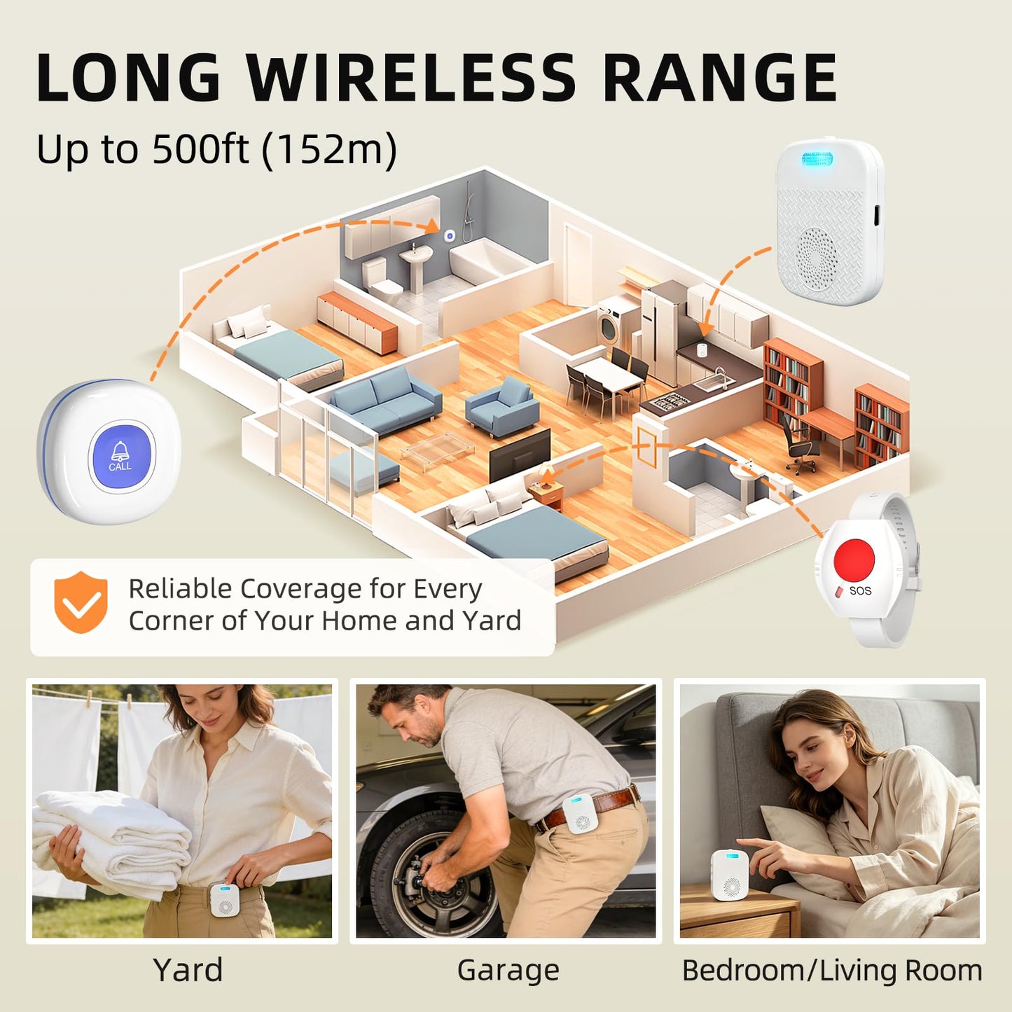 CallToU Caregiver Pager Wireless Call Button for Elderly/Senior,2026 New Version Pager with Vibration & Rechargeable,Nurse Alert System for Home Care Seniors