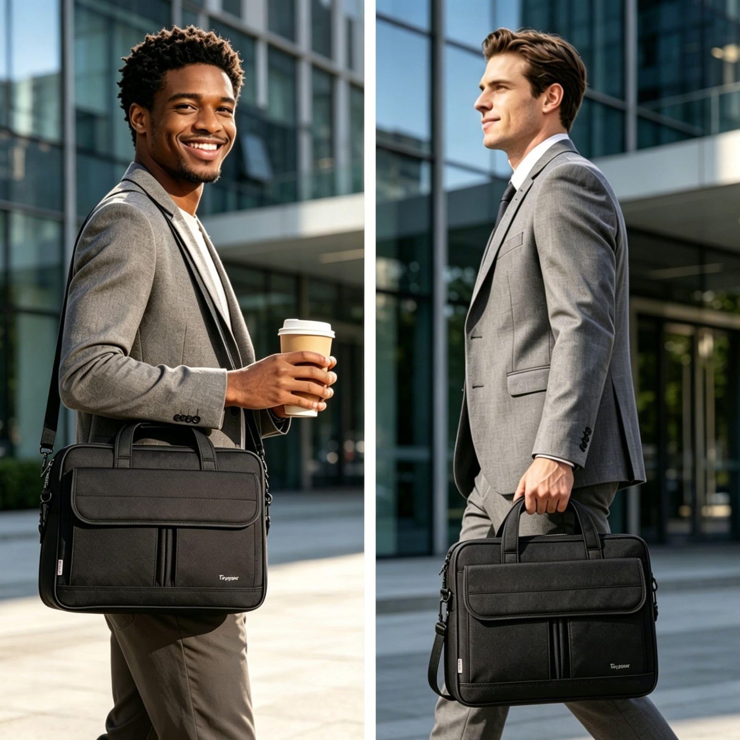 Taygeer Laptop Bag 15.6 Inch, Business Briefcase Gifts for Men Women, Water Resistant Messenger Shoulder Bag with Strap, Premium Office Bag, Carry On Laptop Case for Notebook/Computer/Laptop, Black