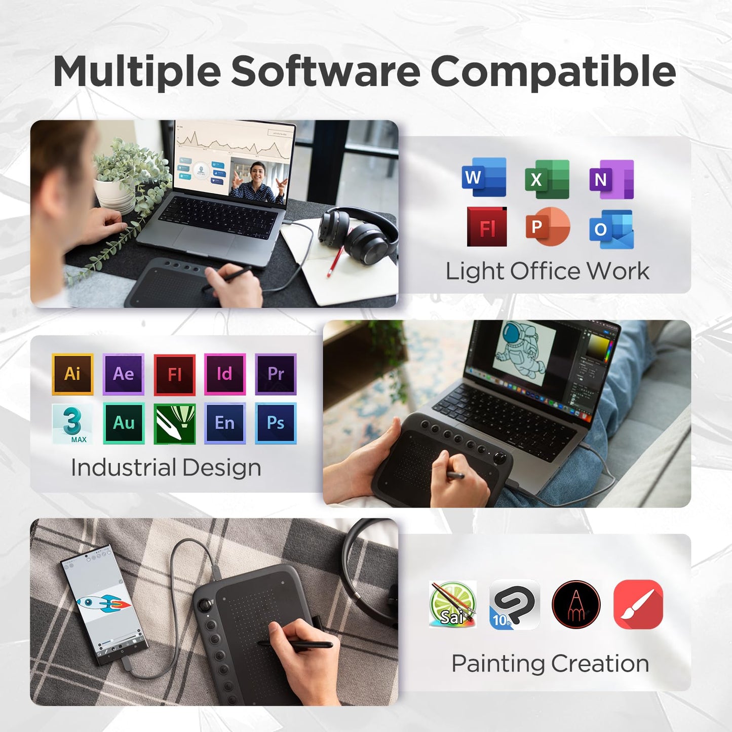 UGEE Q6 6.5x4 inch Drawing Tablet for Android Phone with 6 Hot Keys,Graphic Tablet Adjustable Drawing Mode Writing Tablet Mobile Drawing/Online Class/Office Notes Compatible with Mac/Windows/Chrome