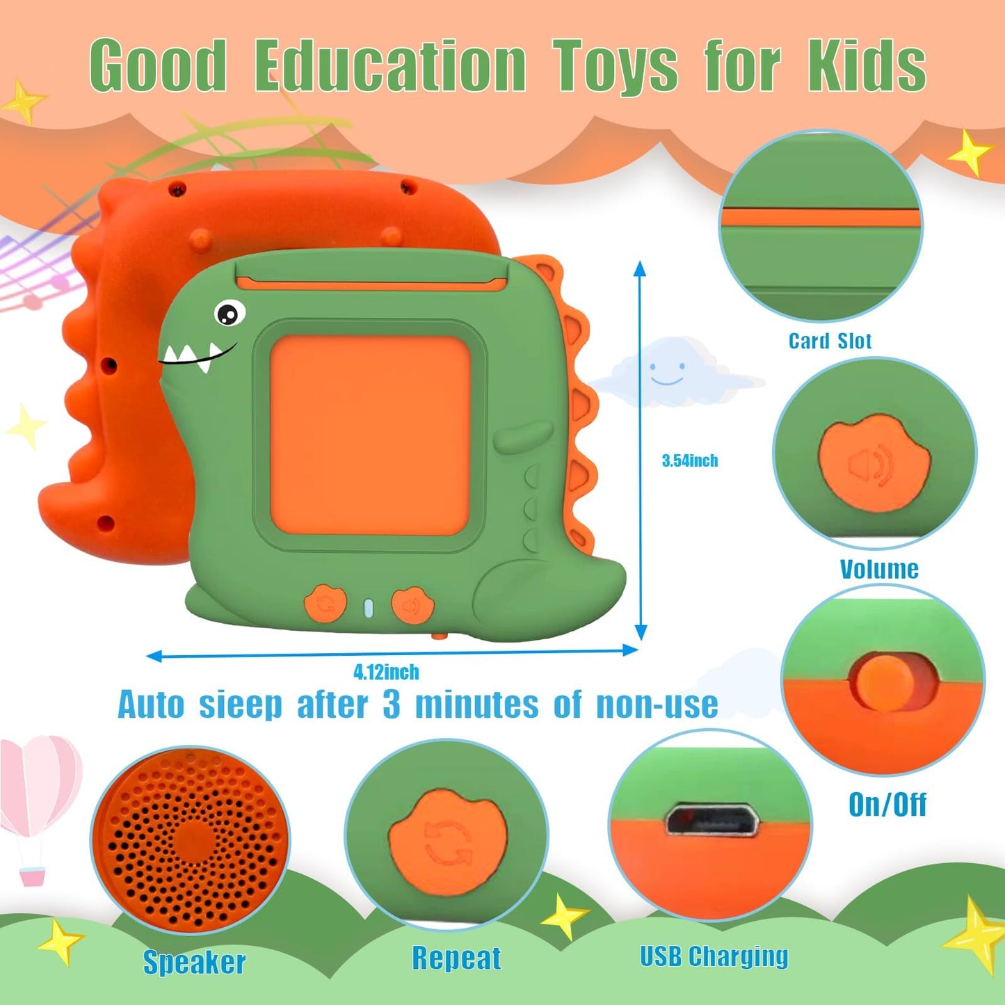 Toddler Toys Talking Flash Cards for 1-5 Years Old, 336 Sight Words Language Learning Toys, Autism Sensory Toys for Autistic Children, Montessori Toys, Educational Birthday Gifts for Toddlers (Green)