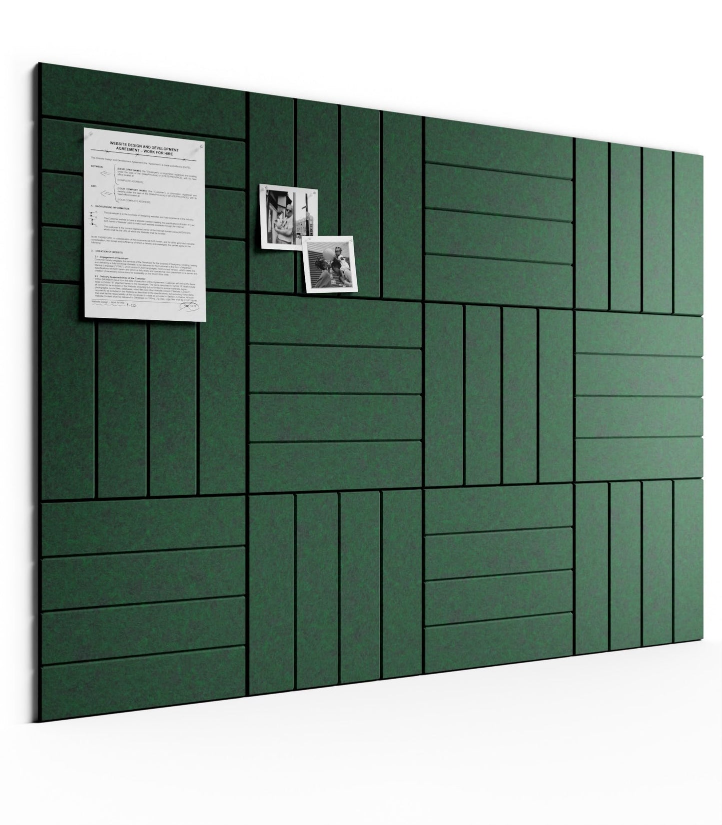 Bumusty Large Cork Board Alternative-48 x 36" Felt Bulletin Board Tiles, with 30 Pushpins, 70 Adhesive Tabs, Bold-Stripe 12-Pack, Cork Boards for Office Push Pin Board Felt Board-Pine Green